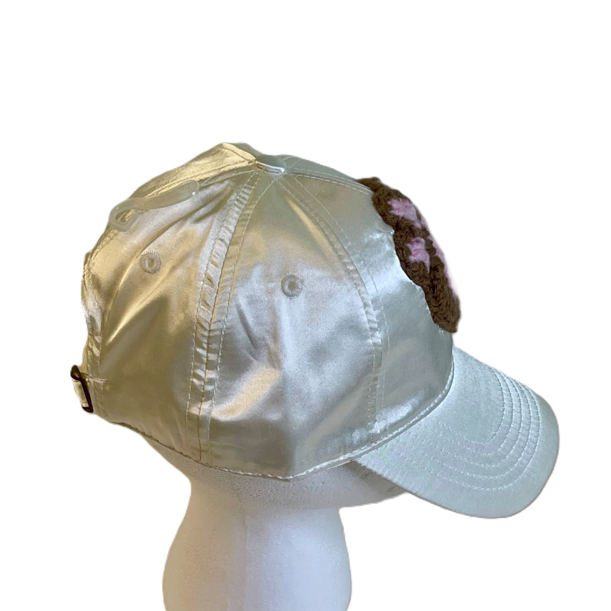 Handmade Crochet Trucker Style Hat w/ Granny Square Paw Print Adjusta Size ONE SIZE - 3 Thumbnail