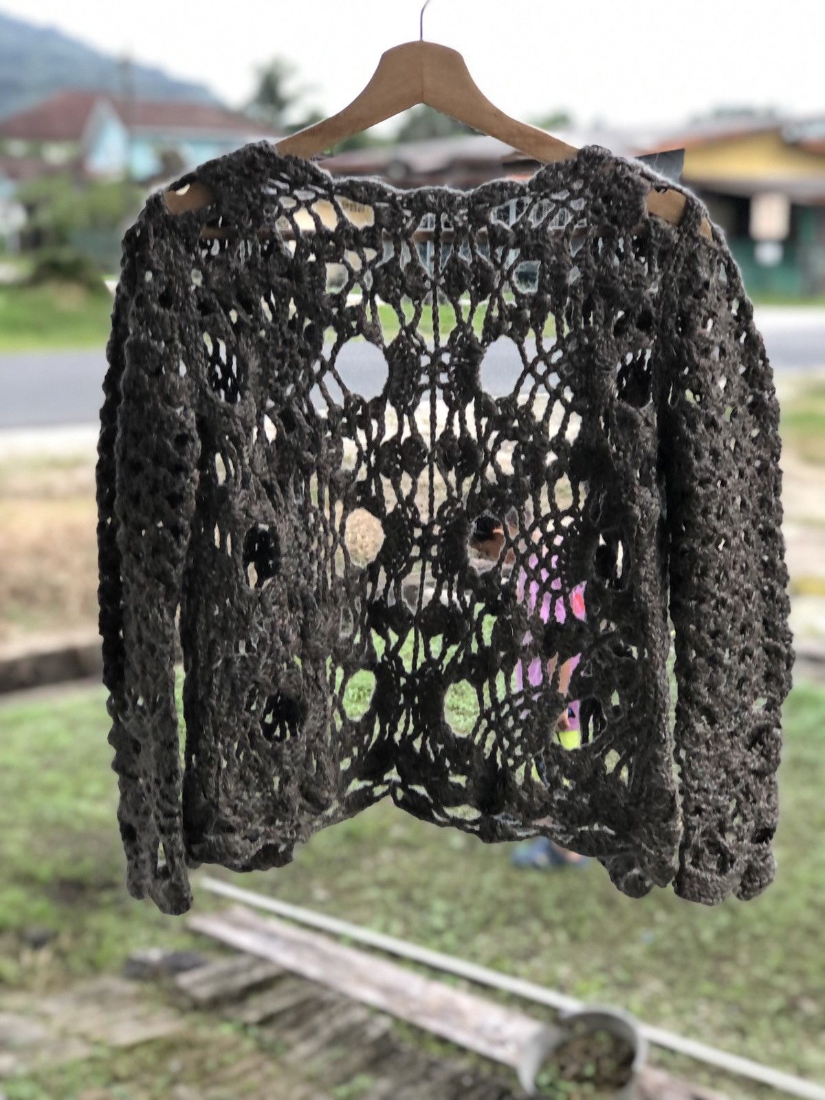 Japanese Brand 🔴Sexy Unbranded Netting Crochet Knit Cardigan Patten Size US S / EU 44-46 / 1 - 1 Thumbnail