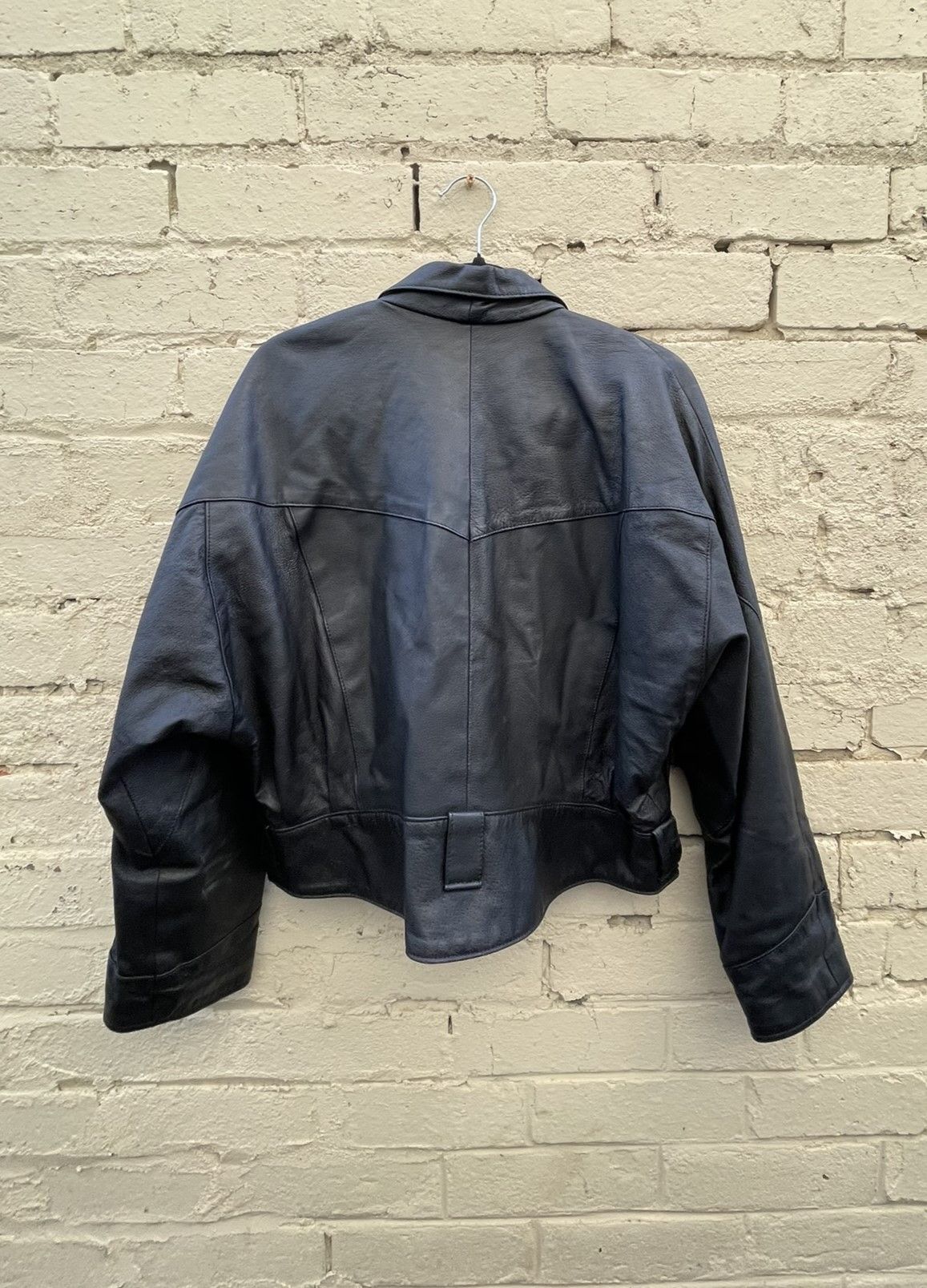 Vintage Vintage 90s Leather Jacket Black Cropped Motorbike Jacket Size US L / EU 52-54 / 3 - 2 Thumbnail