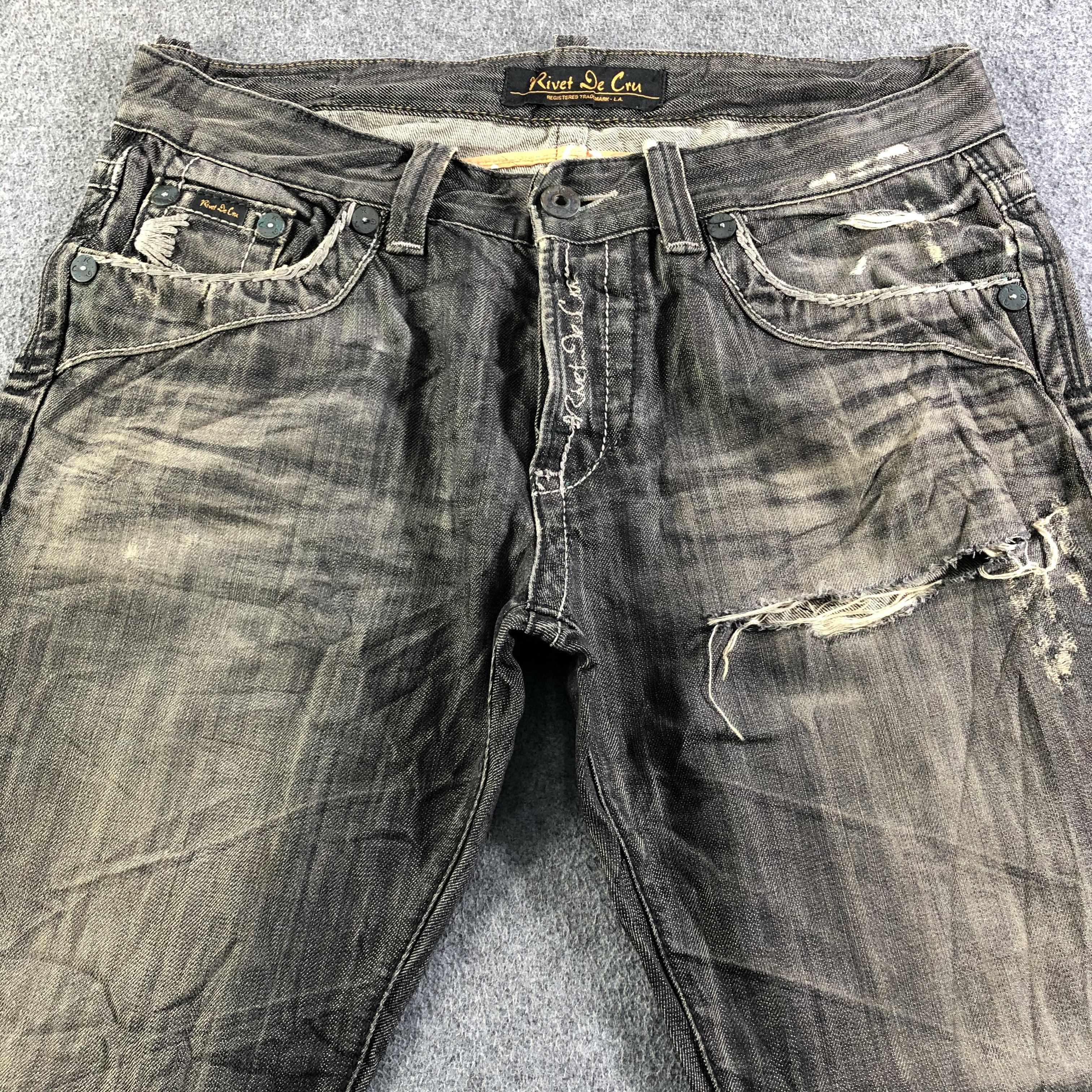 Vintage Vintage Rivet De Cru Jeans-J3782 Size US 39 - 3 Thumbnail