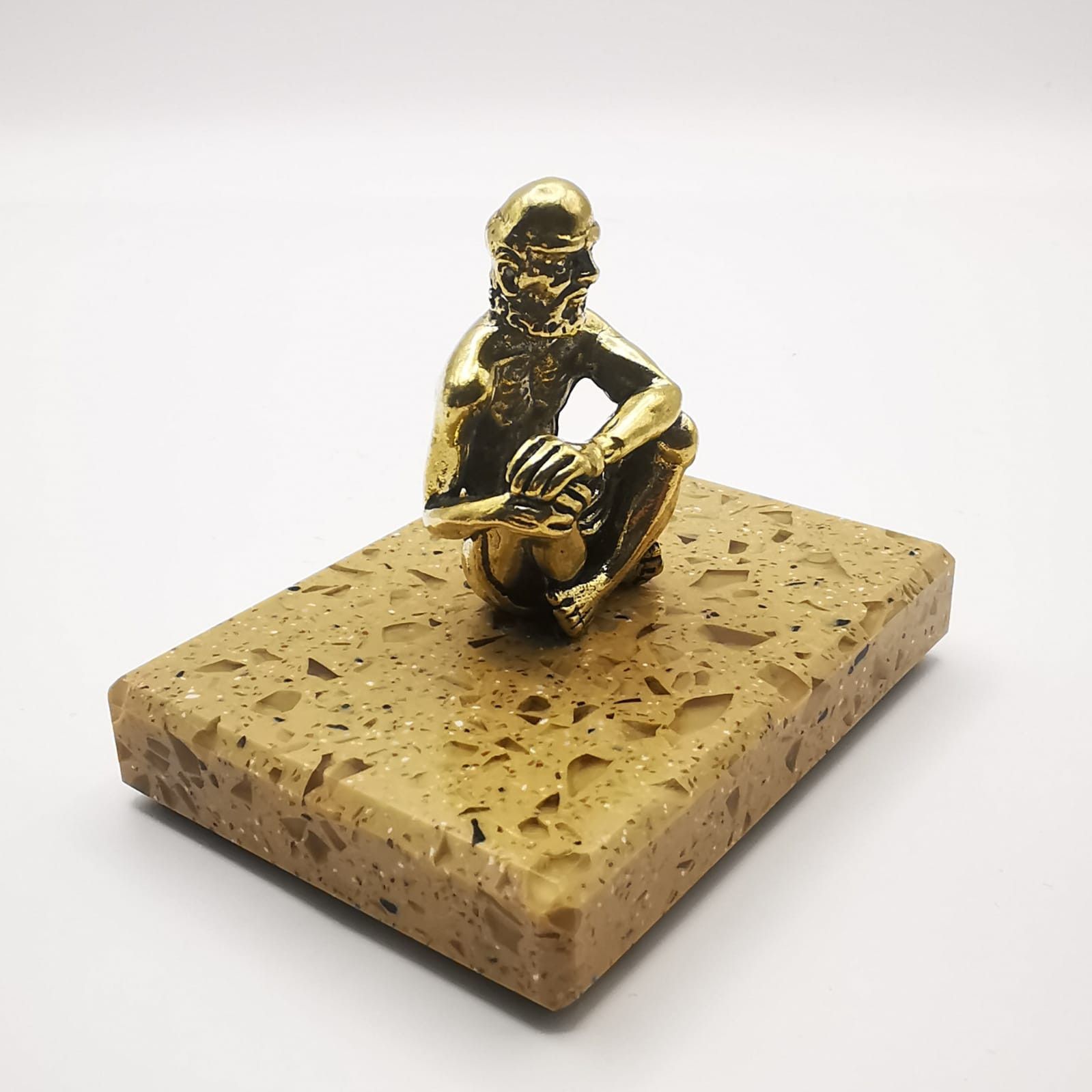 Vintage India 60s Vintage Bronze Marble Chic Artwork "Yoga" 110g Size ONE SIZE - 5 Thumbnail