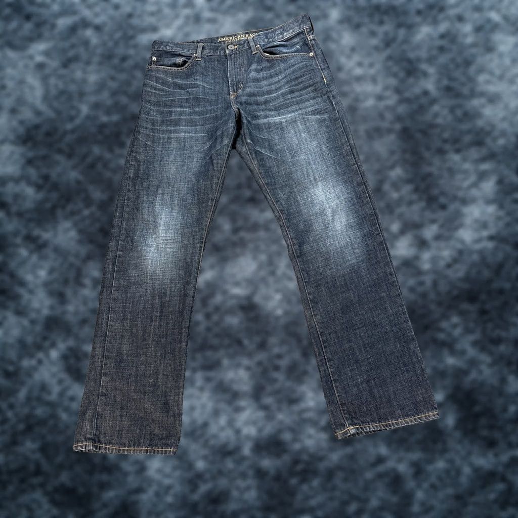 American Eagle Outfitters VINTAGE American Eagle Jeans Men 34x33 Denim Jeans Wide-Leg Distressed 90s Baggy Dark Wash Light Distressing Size US 34 / EU 50 - 1 Thumbnail