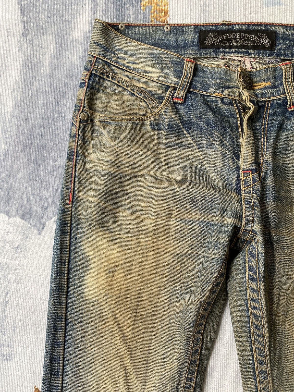 If Six Was Nine Red Pepper Japan Mud Wash Rusty Ed Hardy Design Jeans Size US 33 - 9 Thumbnail