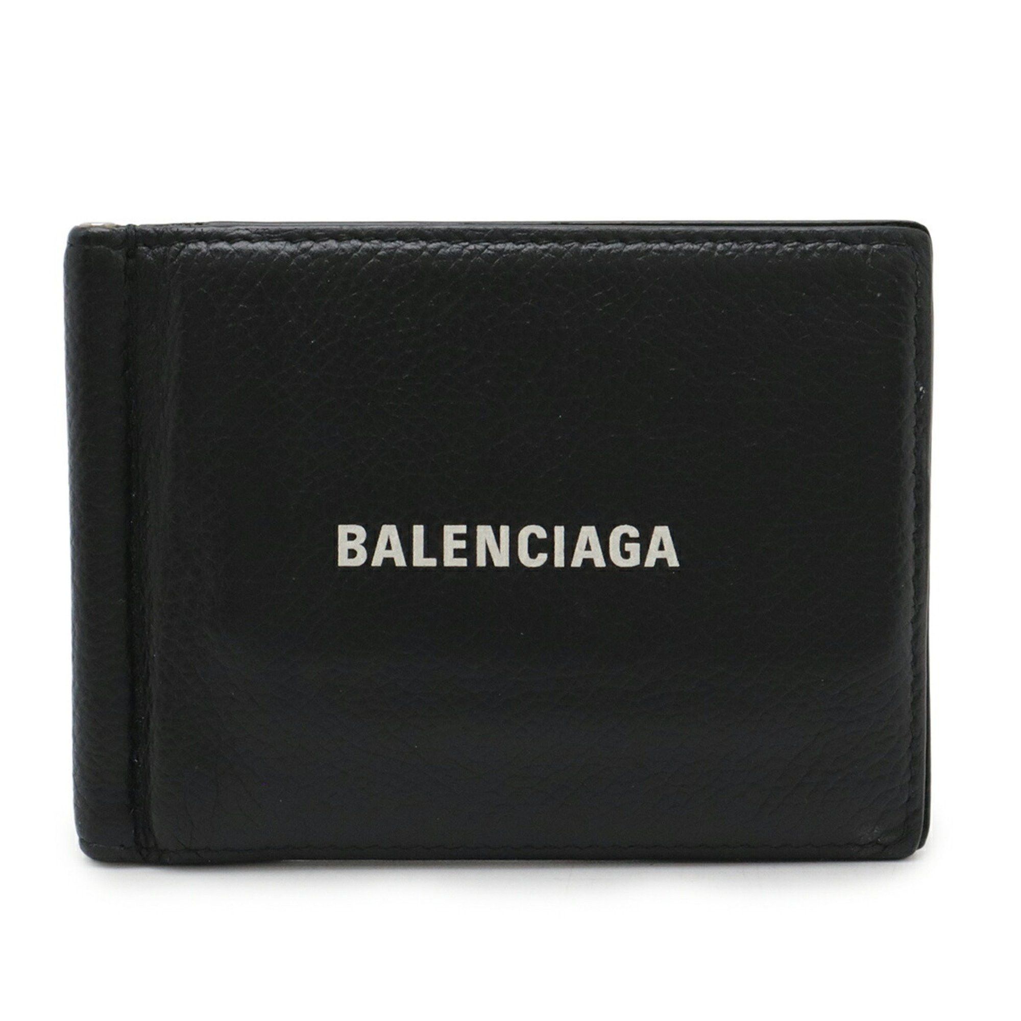 BALENCIAGA Cash Bill Clip Square Wallet, Bifold Billfold with