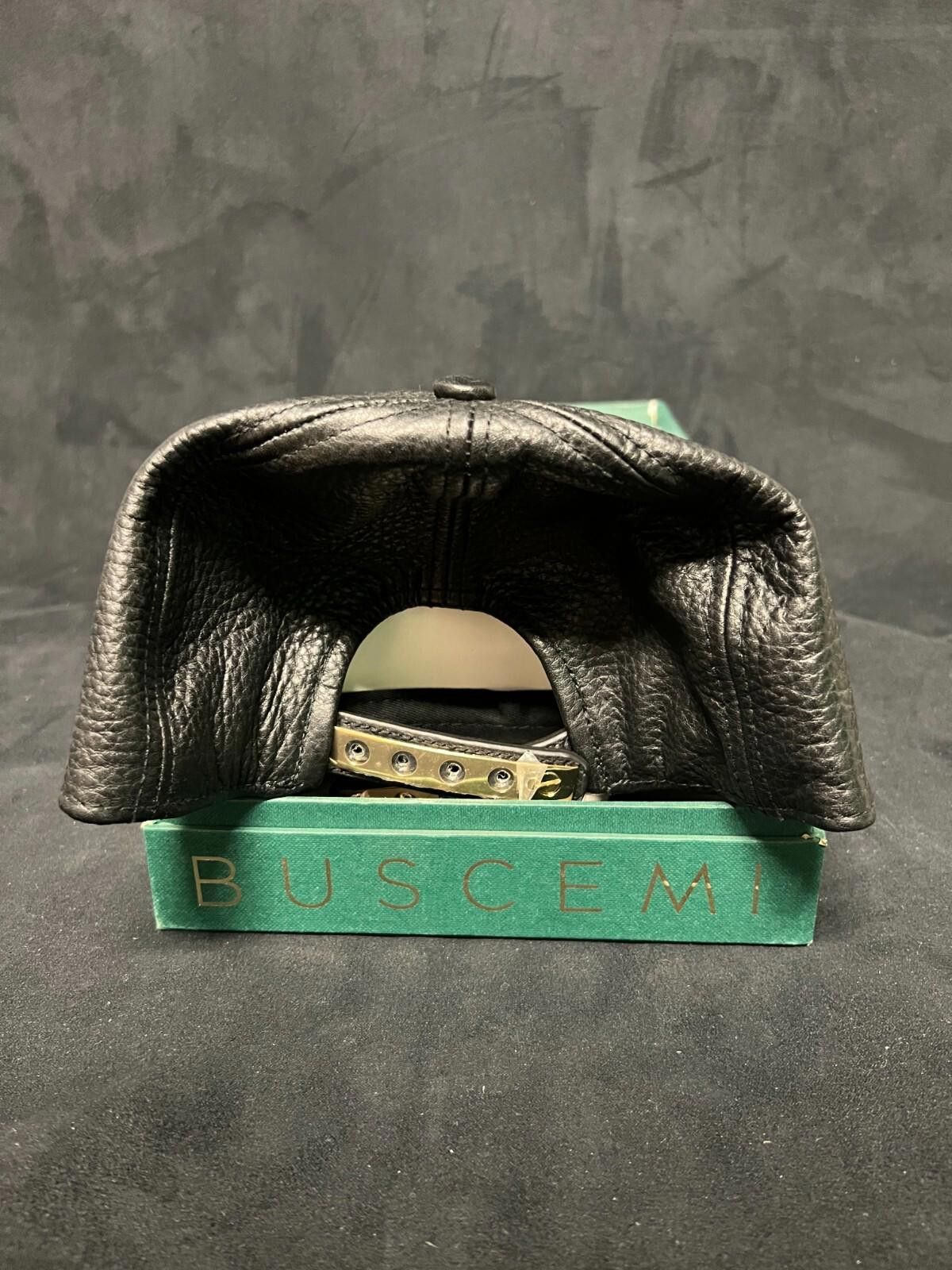 Buscemi BUSCEMI SCREWBACK CAP 2001SBHC PEBBLED COW LEATHER BLACK HAT Size ONE SIZE - 9 Thumbnail