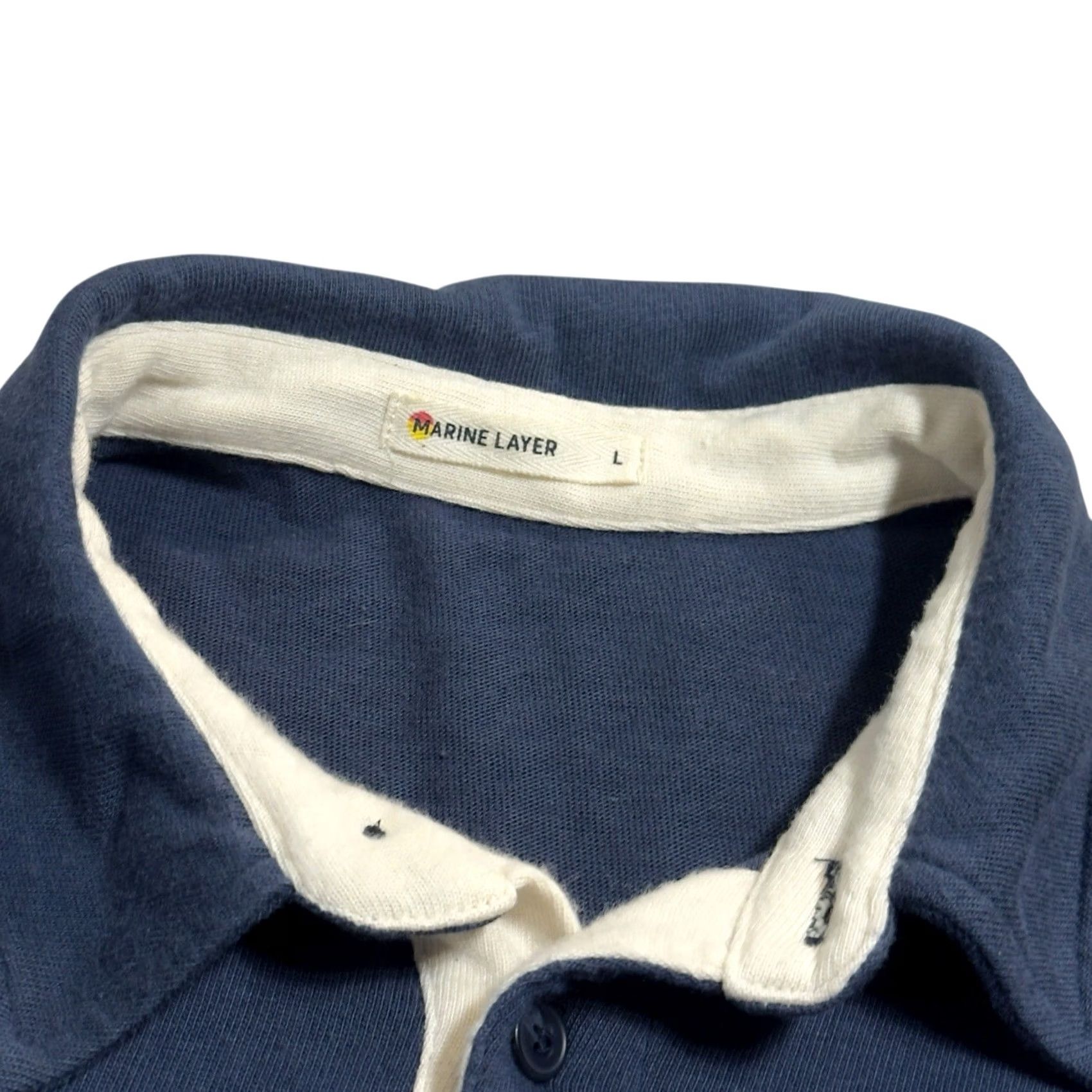 Marine Layer Marine Layer Rugby Shirt Navy Blue Colorblock Long Sleeve Polo L Men Size US L / EU 52-54 / 3 - 3 Thumbnail