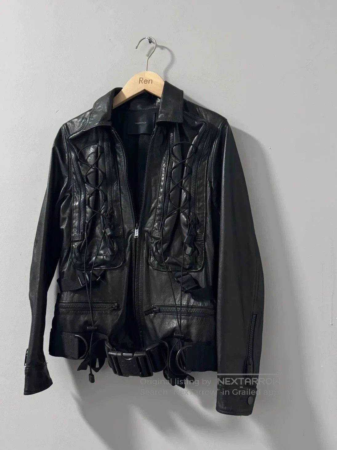 Undercover Black Leather Jacket with Utility Pockets and Straps. Size US S / EU 44-46 / 1 - 2 Thumbnail