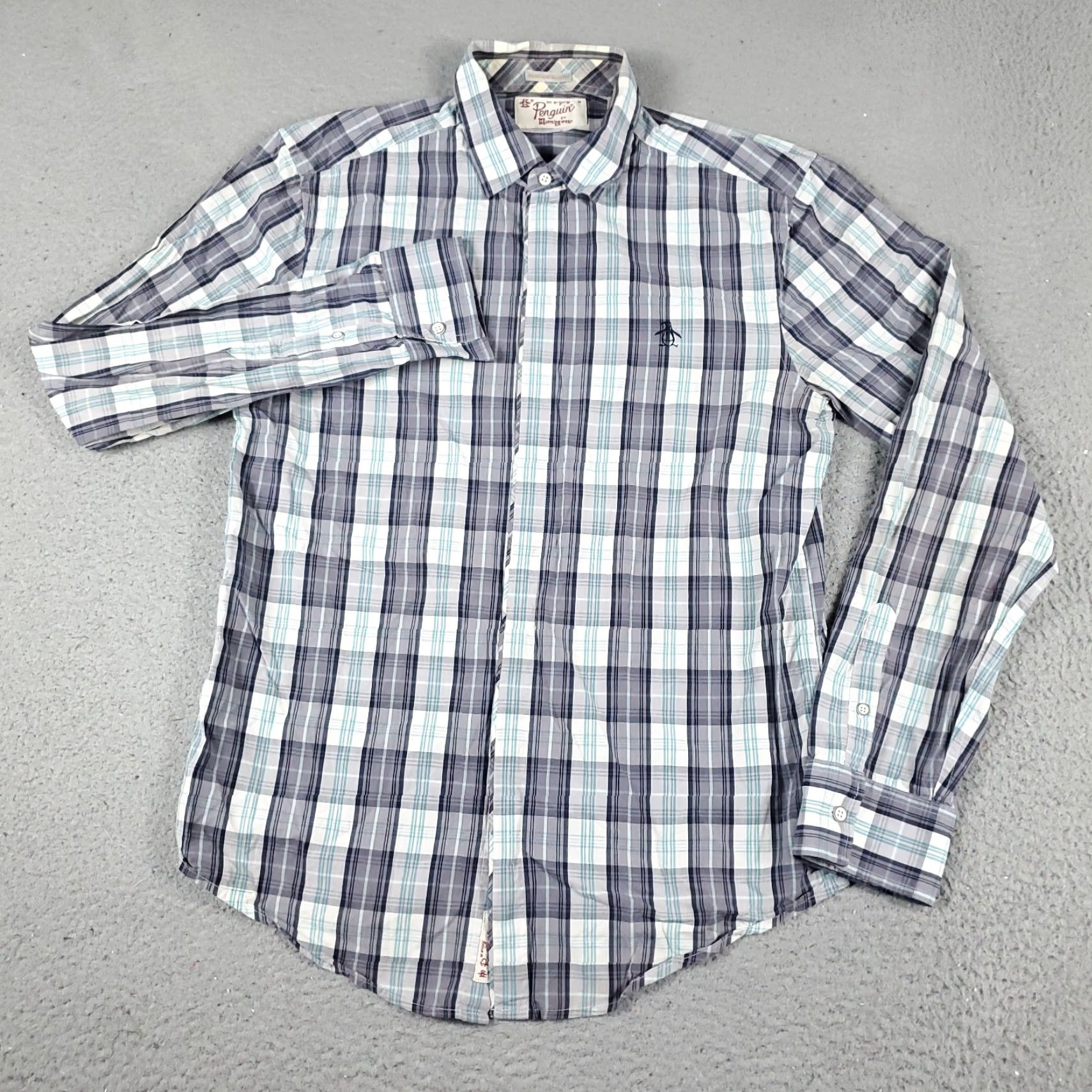 Original Penguin Original Penguin Shirt Mens M Blue Plaid Button-Up Long Sleeve Cotton Casual Workwear Size US M / EU 48-50 / 2 - 2 Thumbnail
