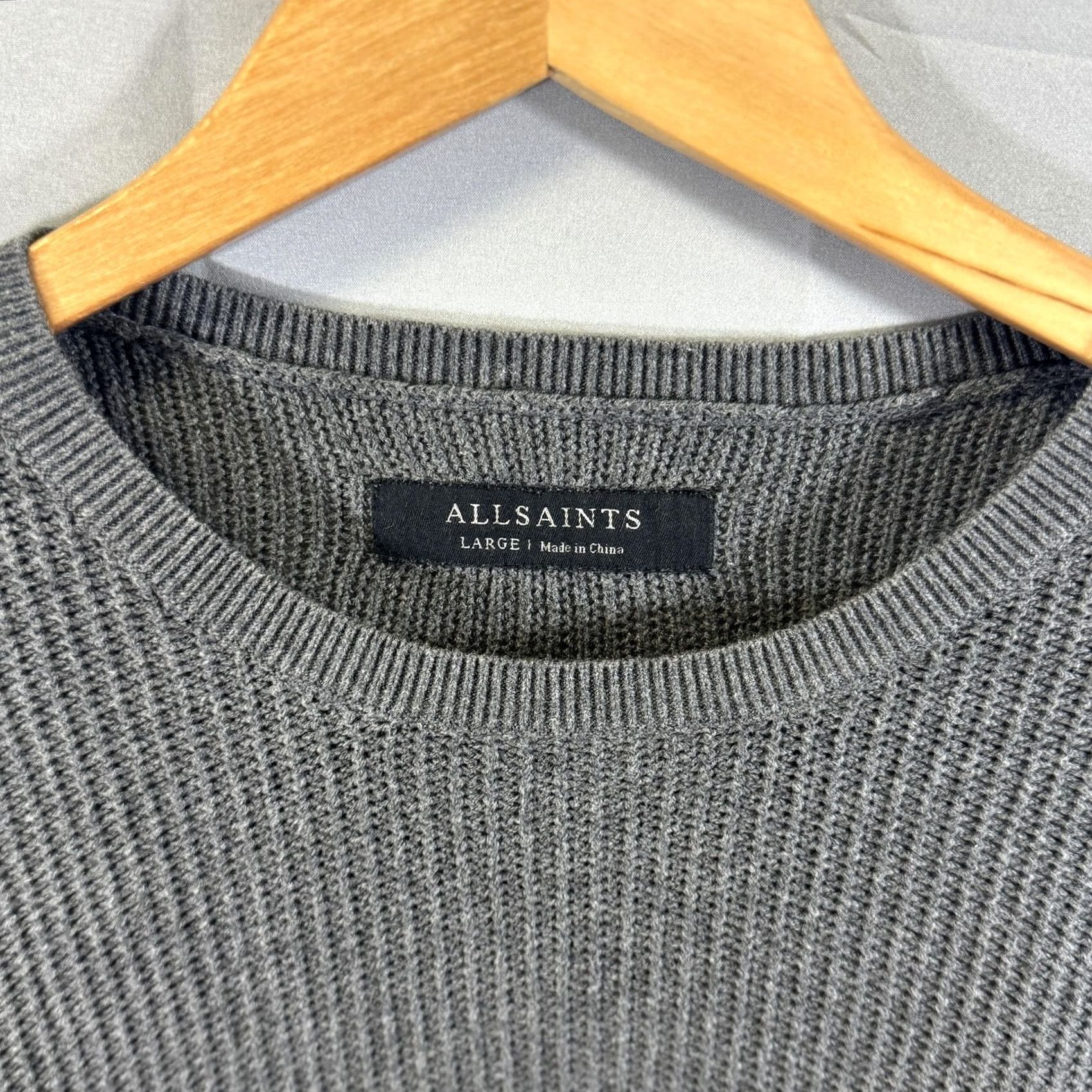 Allsaints AllSaints Sweater Mens Large Gray Rib Knit Crewneck Pullover Long Sleeve Casual Size US L / EU 52-54 / 3 - 3 Thumbnail