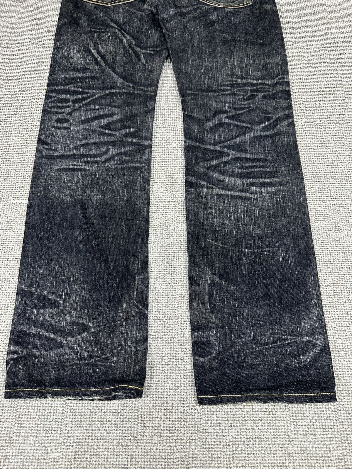 Edwin Vintage Edwin 503 Blue Trip Black Denim 33x34 D775 Size US 33 - 5 Thumbnail