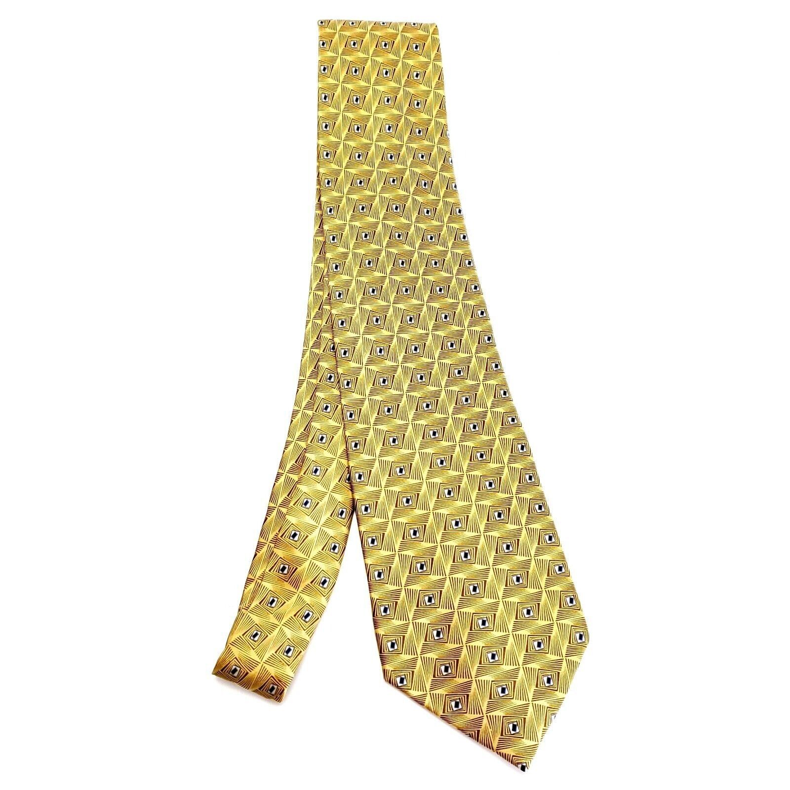 Stafford Stafford Yellow Silk Tie Woven Geometric Size ONE SIZE - 6 Thumbnail