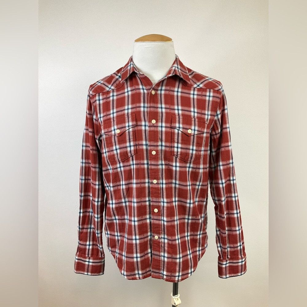 Lucky Brand × Western Rise LUCKY BRAND Red Plaid Long Sleeve Western Rodeo Shirt Size US M / EU 48-50 / 2 - 1 Thumbnail