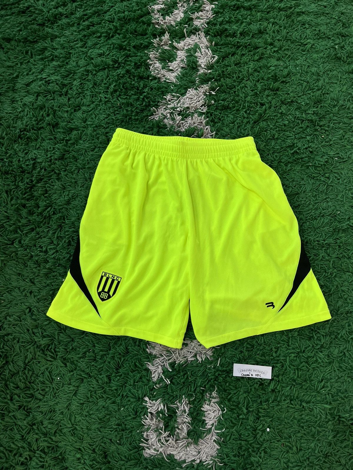 image of Balenciaga Fluorescent Yellow Soccer Mesh Shorts in Flourescent Yellow, Men's (Size 31)