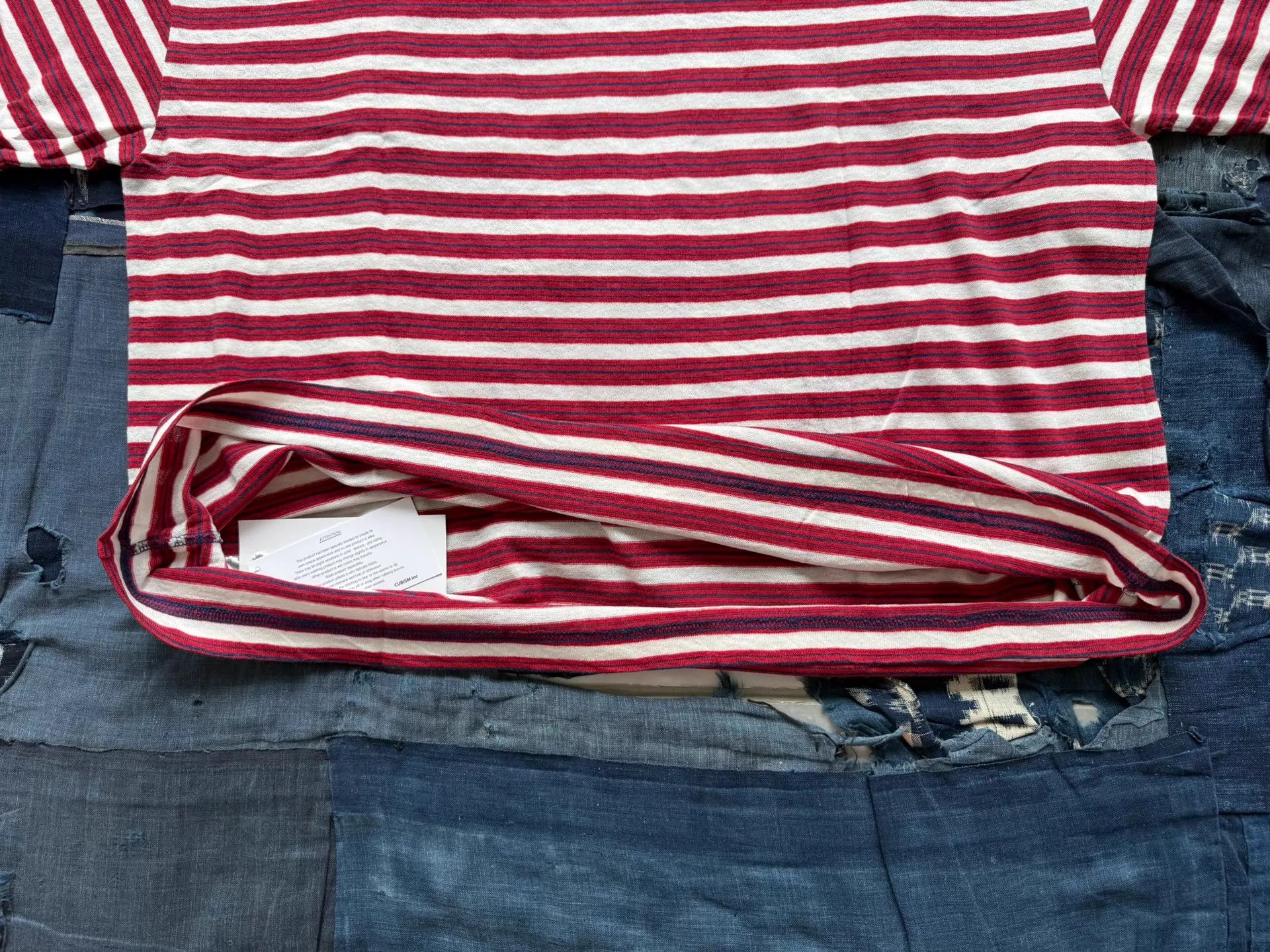 Visvim visvim 26ss mondo border tee s/s fine wool striped red 3 Size US L / EU 52-54 / 3 - 6 Thumbnail