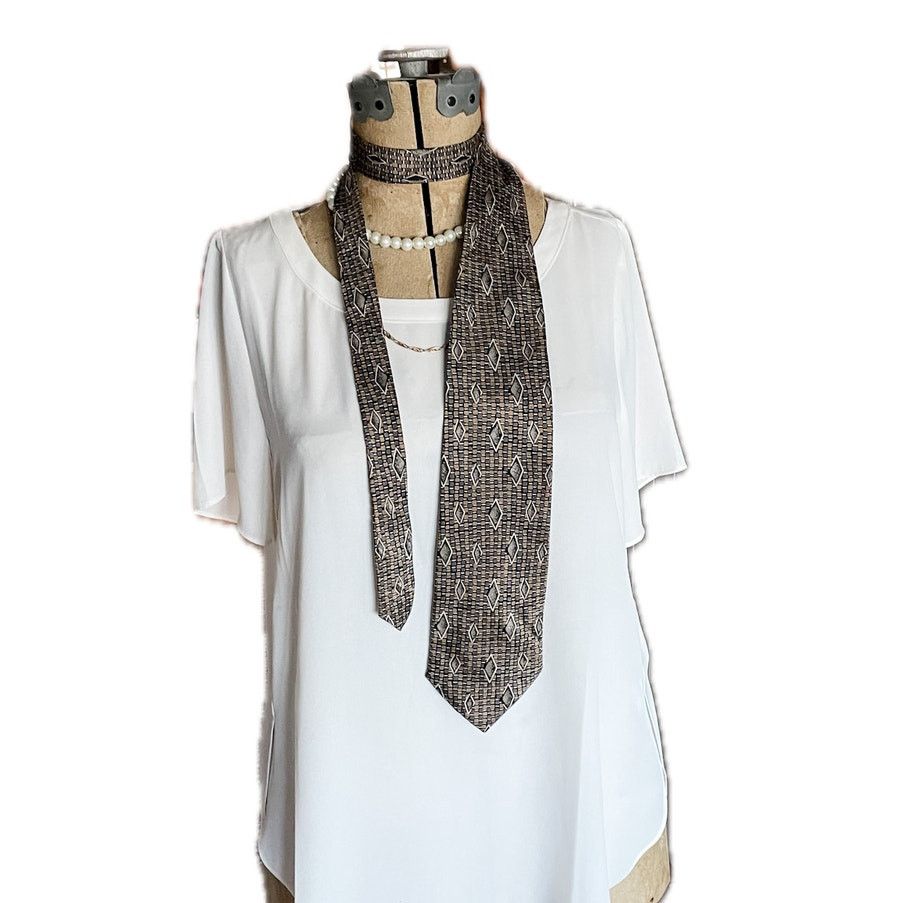 Pierre Balmain × Vintage Vintage Pierre Balmain 100% silk geometric metallic tie Size ONE SIZE - 4 Thumbnail