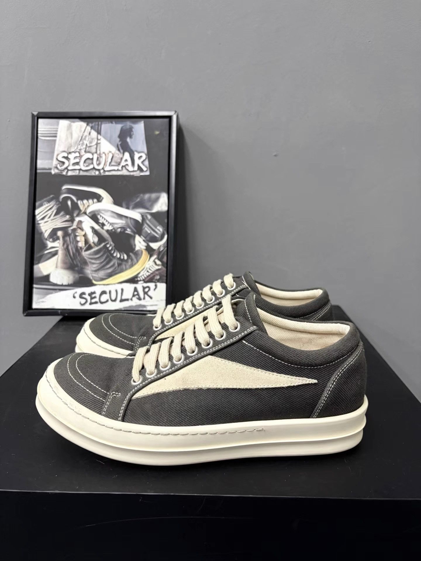 Rick Owens RickOwens Drkshdw Canvas Grey Low-Top Sneakers K34 Size US 8 / EU 41 - 2 Thumbnail