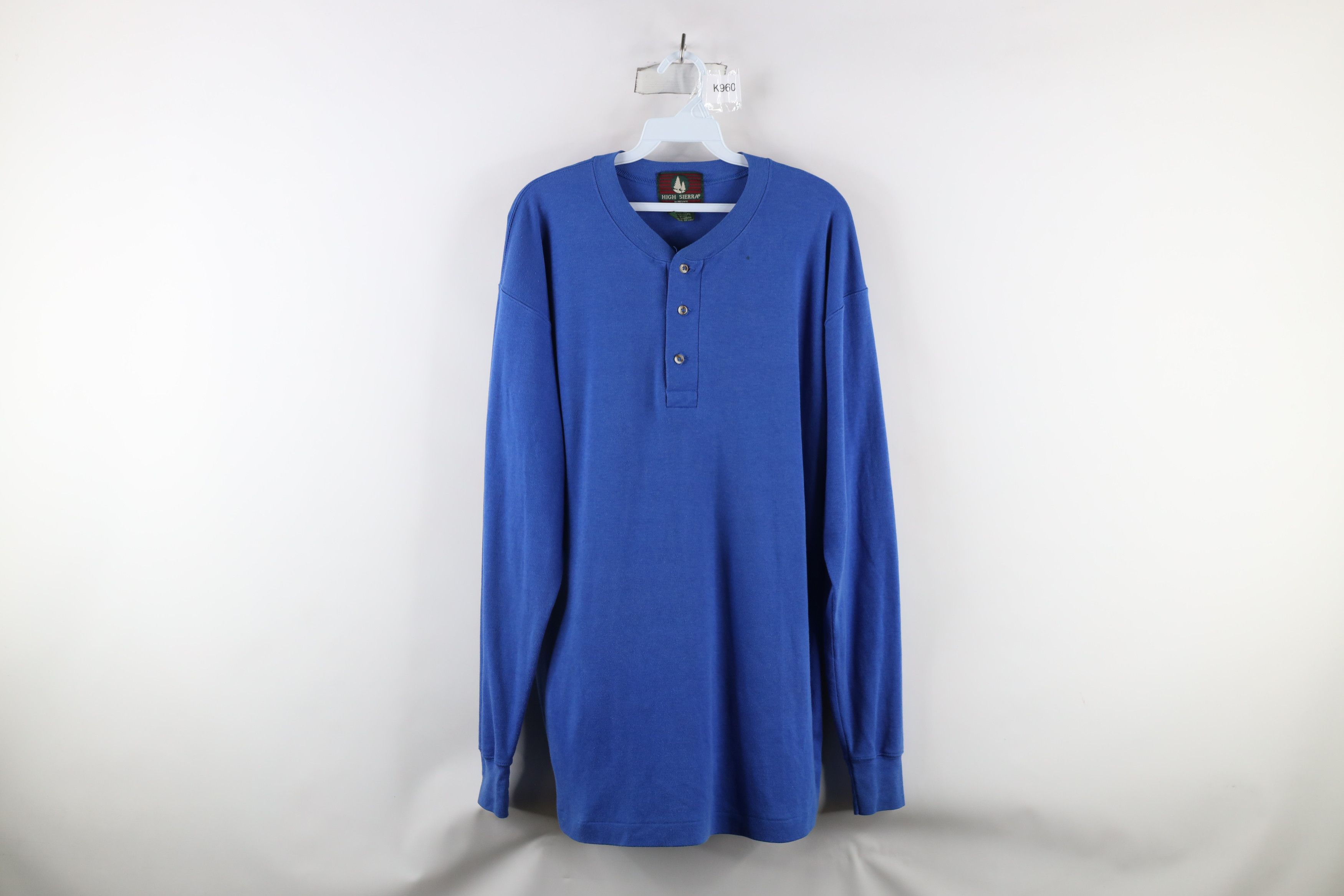 Vintage Vintage 90s Streetwear Long Sleeve Henley T-Shirt Royal Blue Size US XL / EU 56 / 4 - 1 Thumbnail