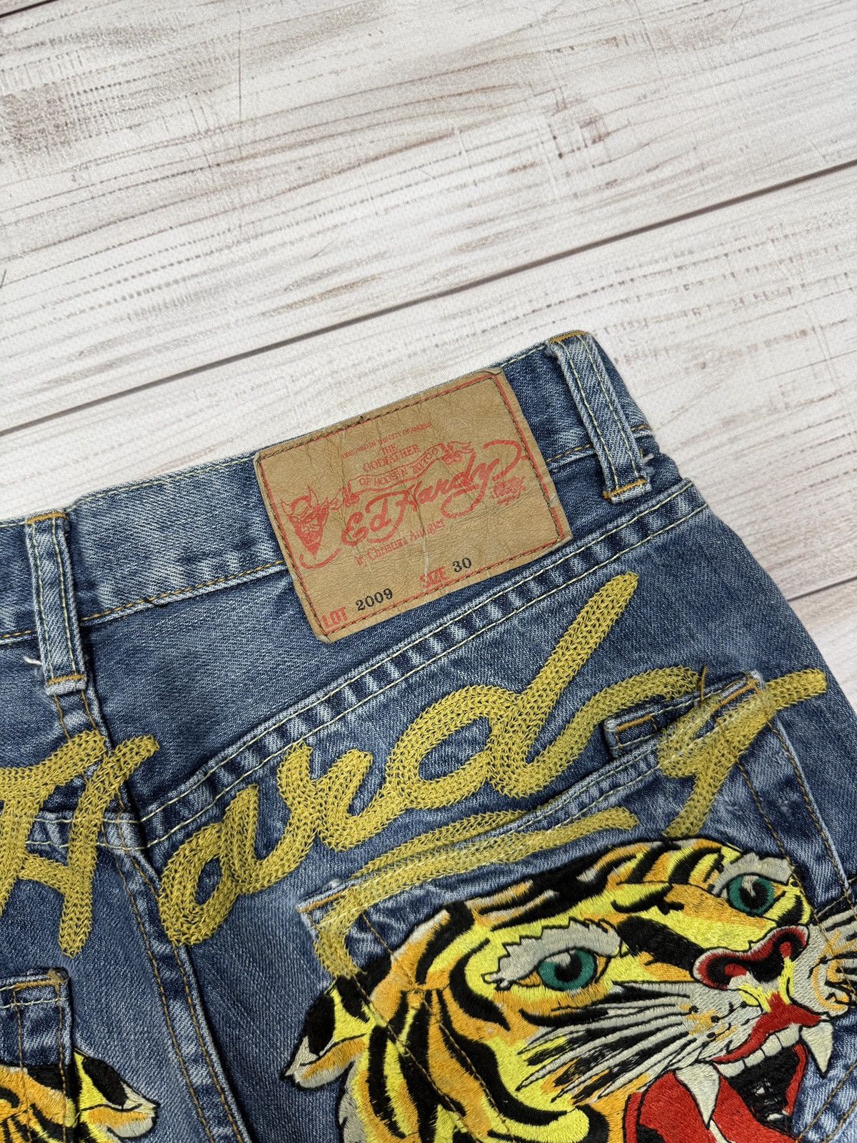 Ed Hardy Crazy Ed Hardy Y2K Tiger Embroidered Jeans Size US 30 / EU 46 - 4 Thumbnail