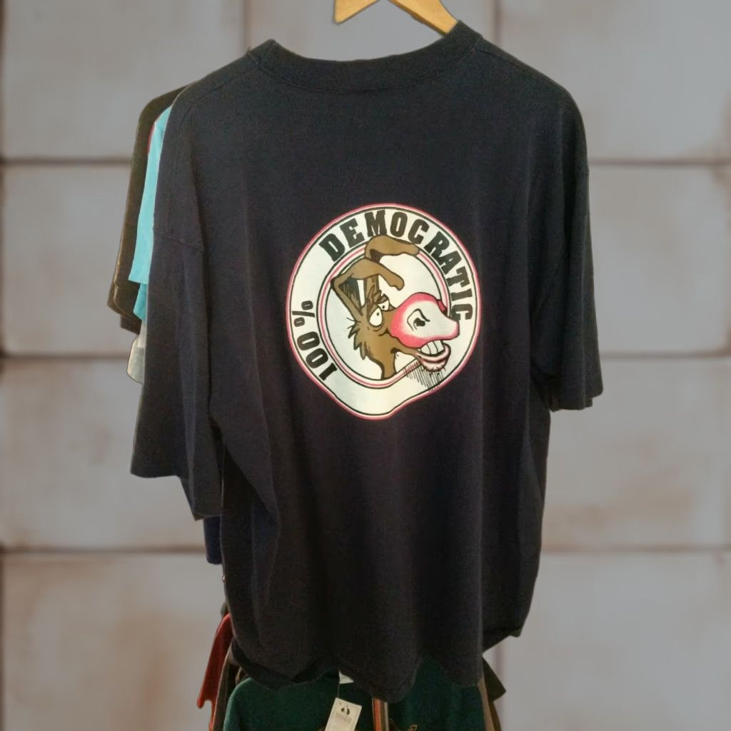 Delta VINTAGE 80s 90s Made In USA 100% Democrat Donkey DNC XL T Shirt heavy cotton Delta pro weight Mens Shirt XL 100% Cotton USA Donkey Democrat Size US XL / EU 56 / 4 - 1 Thumbnail