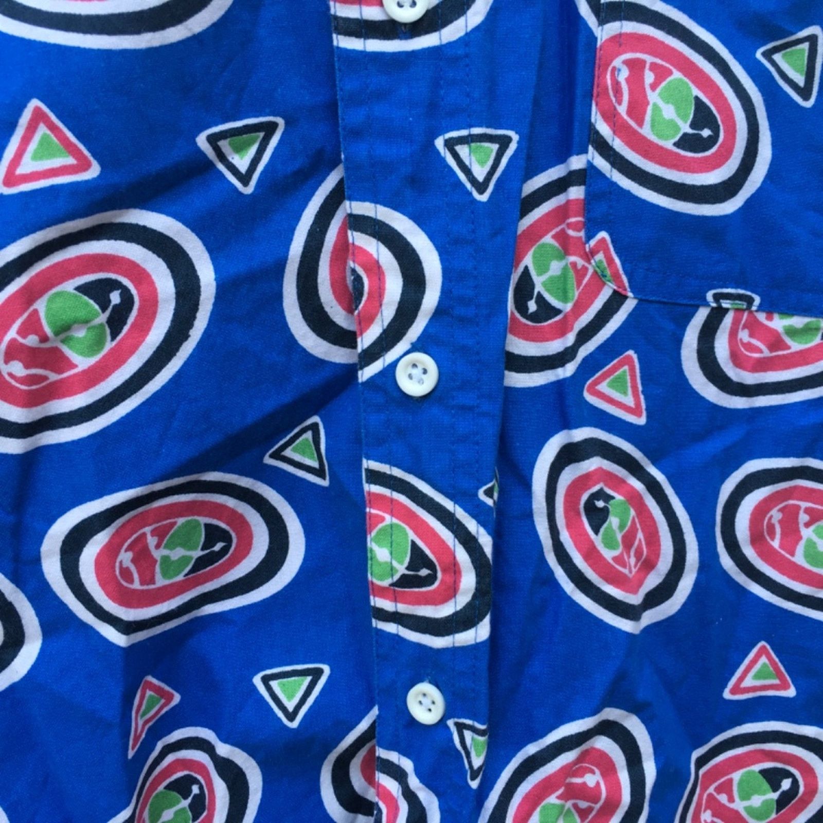 Vintage 90s Impact blue multi print abstract button down shirt LARGE Size US L / EU 52-54 / 3 - 5 Thumbnail