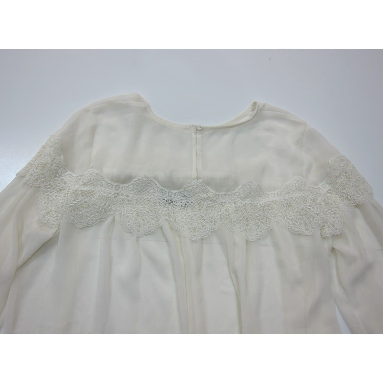 Abercrombie & Fitch Abercrombie & Fitch Cream Ivory Sheer Long Sleeve Peasant Blouse Women Small Size S / US 4 / IT 40 - 4 Thumbnail