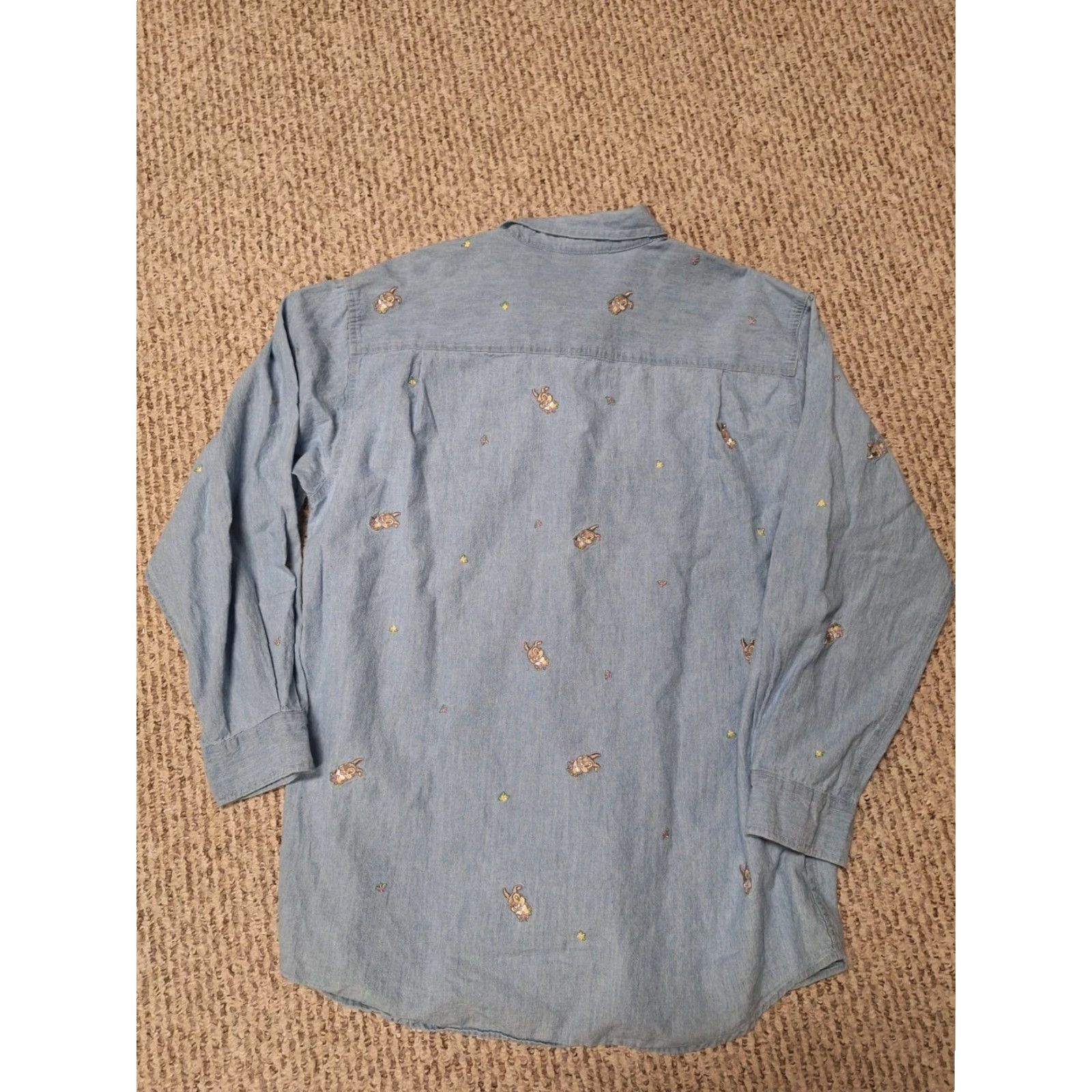 Disney VINTAGE Disney Bambi Button Embroidered Denim Shirt Thumper Cartoon Tv Movie 90s Etsy Classic Women's L Blue Denim Embroidered Button-Up Shirt Size L / US 10 / IT 46 - 4 Thumbnail