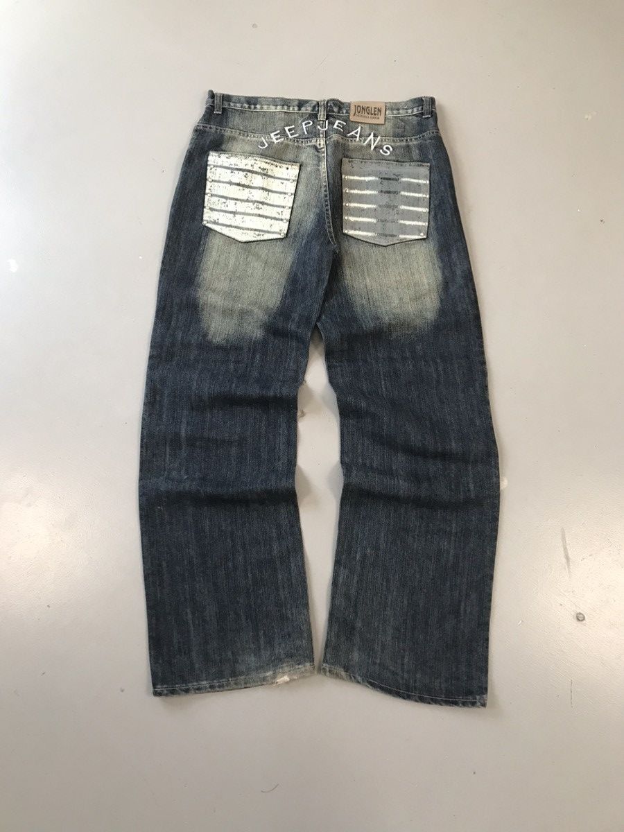 JNCO × Southpole × Vintage Vintage jonglen distressed spell out embroidered denim Size US 35 - 7 Thumbnail