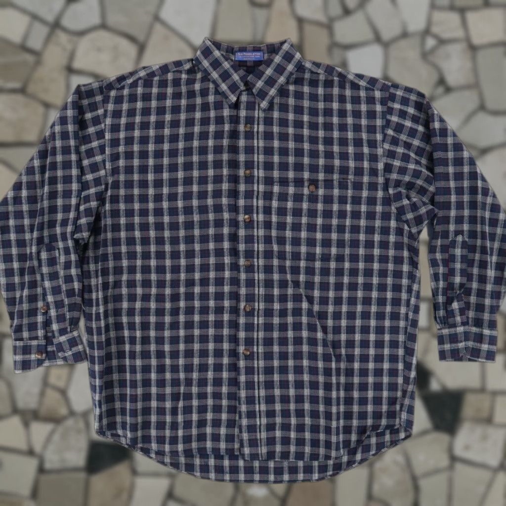 Pendleton VINTAGE Pendleton Sir Pendleton Wool Plaid Long Sleeve Button Up Shirt Navy Blue Mens L Size US L / EU 52-54 / 3 - 1 Thumbnail