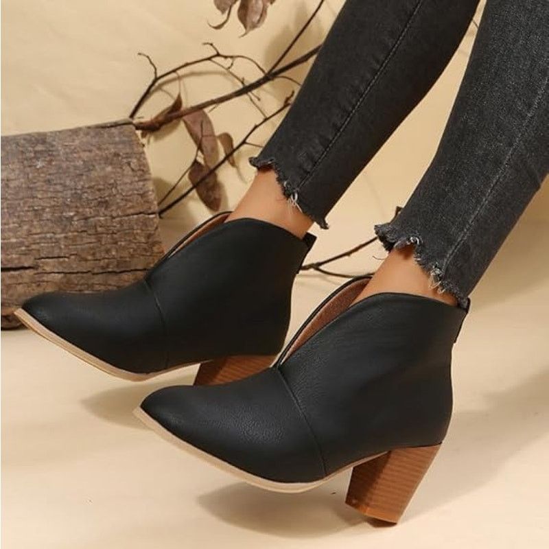 Other Women Heel Ankle BootsV Cut Fashion Slip on Black Size US 9 / IT 39 - 1 Thumbnail