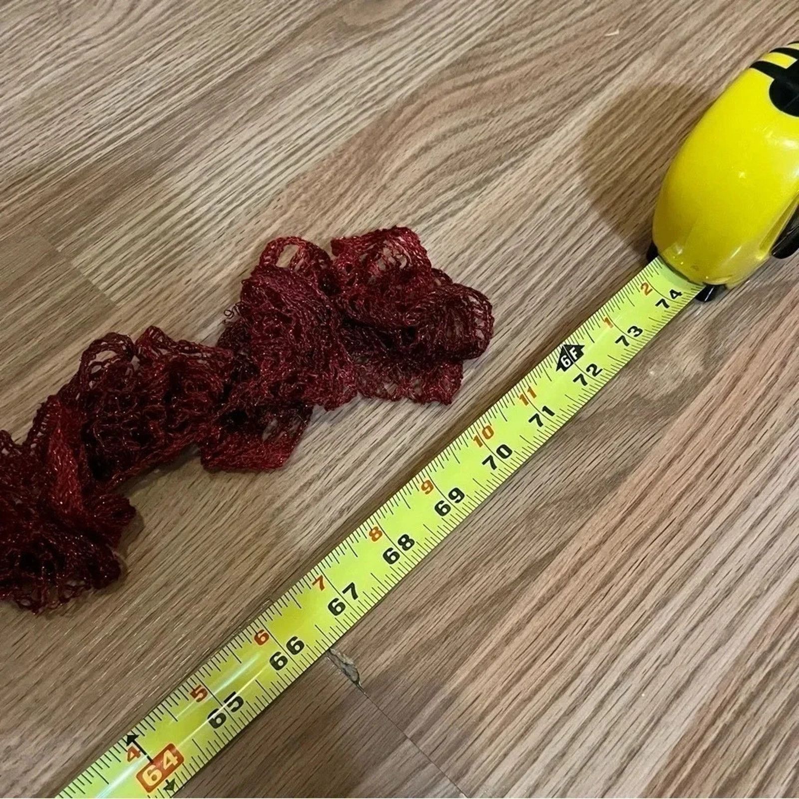 Handmade Fashion Handmade Crochet Ruffle Lace Scarf Red Extra Long Size ONE SIZE - 4 Thumbnail