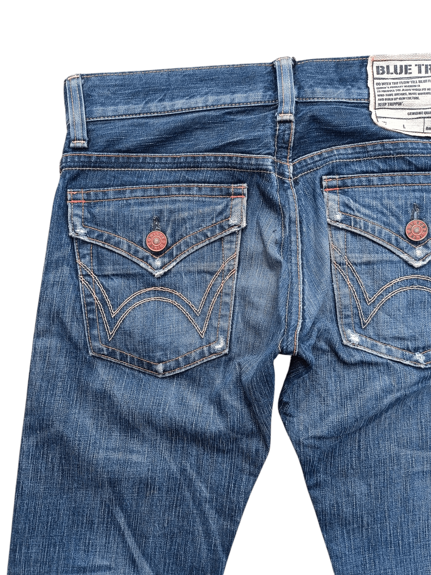 Edwin FLARED 90s Edwin 503 Flare BlueTrip Whiskers Faded Jeans Size US 32 / EU 48 - 15 Thumbnail