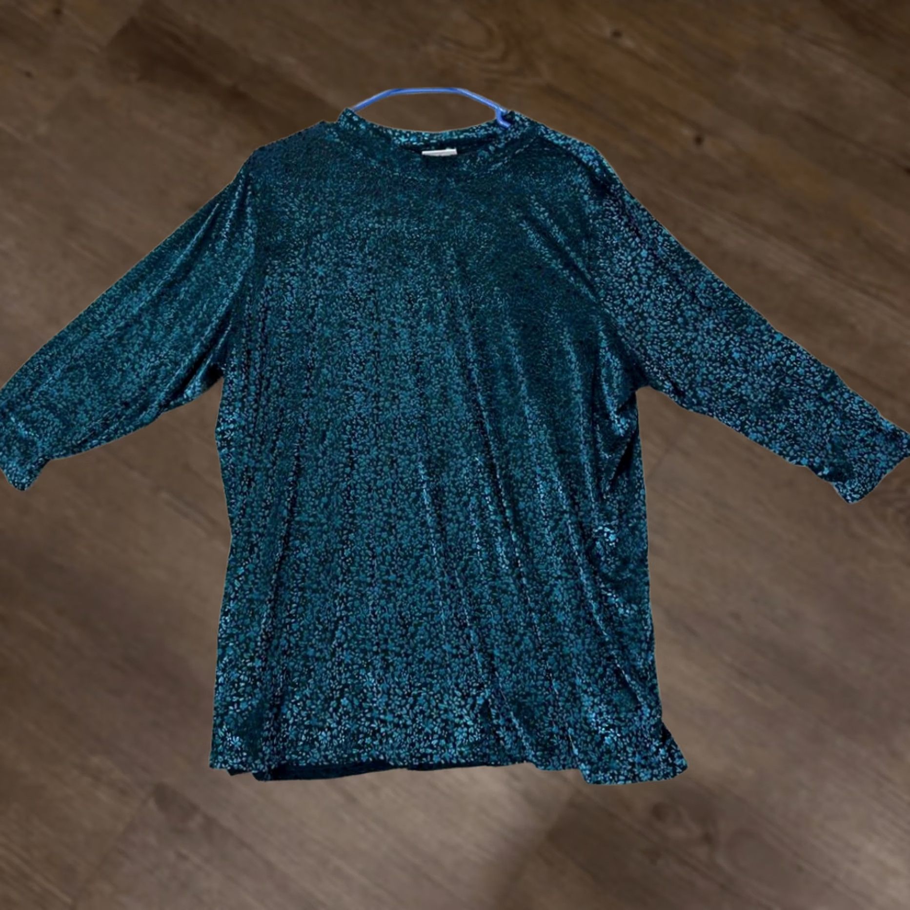 Logo 7 Logo Layers Floral Blouse Shirt Womens 2X Plus Green 3 Quarter Sleeve Top Size XXL / US 16-18 / IT 52-54 - 1 Thumbnail