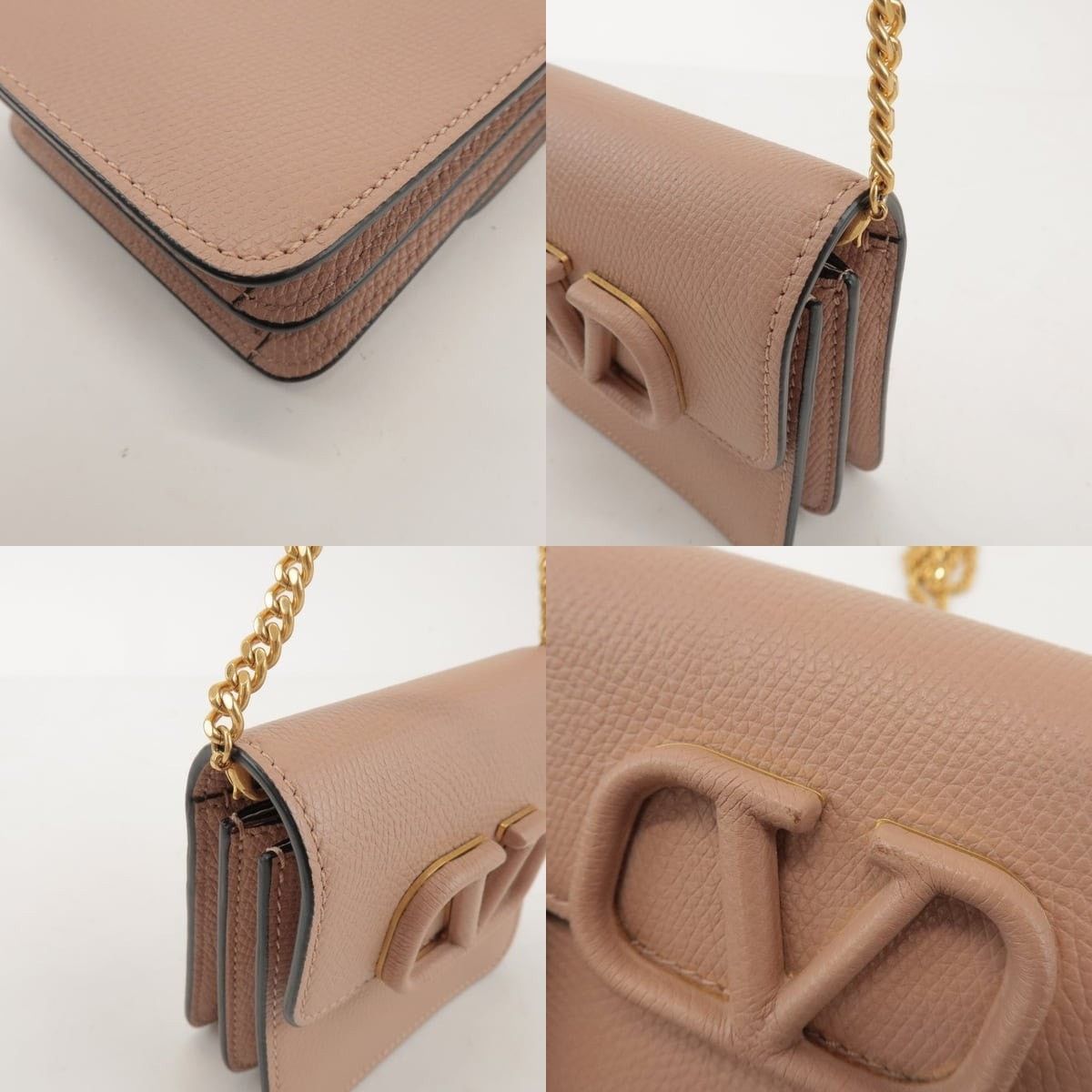 Valentino Valentino VLogo Chain Wallet Calfskin Crossbody Bag Tan Size ONE SIZE - 5 Thumbnail