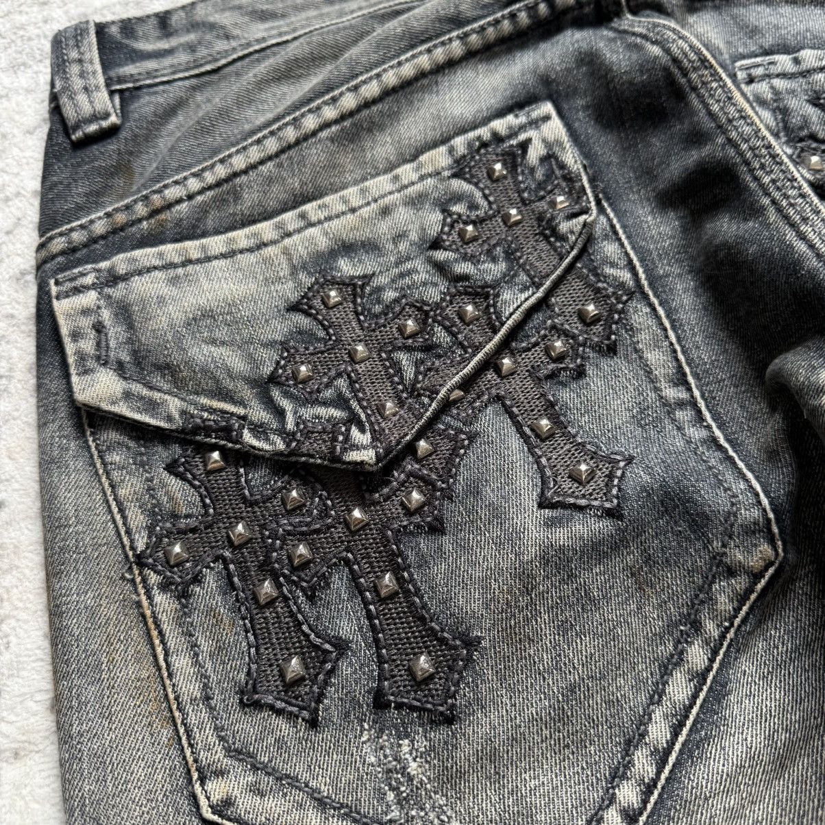 Affliction ✝️ Vintage Pepe Jeans Gothic Studded Cross Denim CH Style Size US 32 / EU 48 - 11 Thumbnail