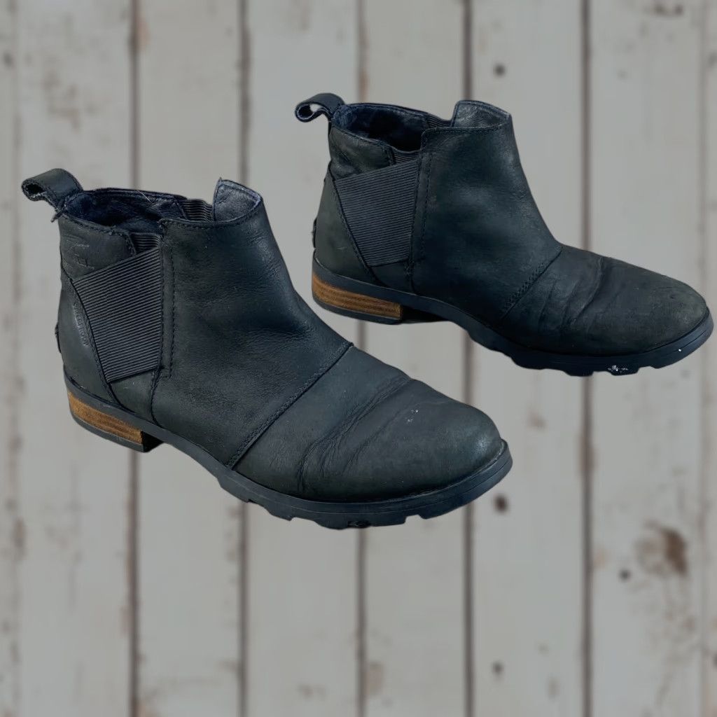 SOREL Sorel Emelie Chelsea Waterproof Leather Ankle Bootie Womens 9 US 7 UK 40 EU Black Boots Size US 7 / IT 37 - 1 Thumbnail