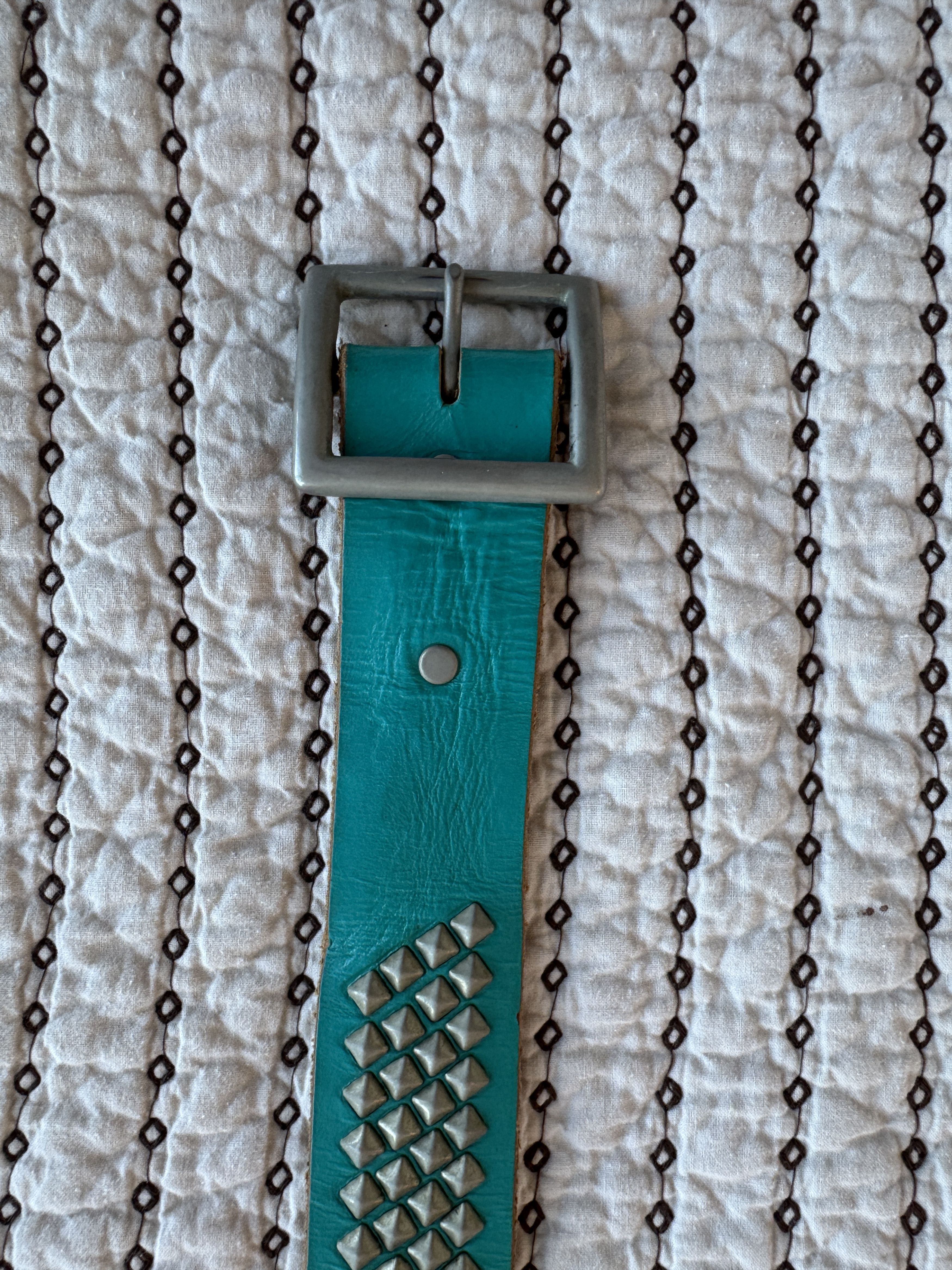 Hollywood Trading Company HTC HOLLYWOOD TRADING COMPANY STUDDED BELT TIFFANY BLUE 32 Size 32 - 7 Thumbnail
