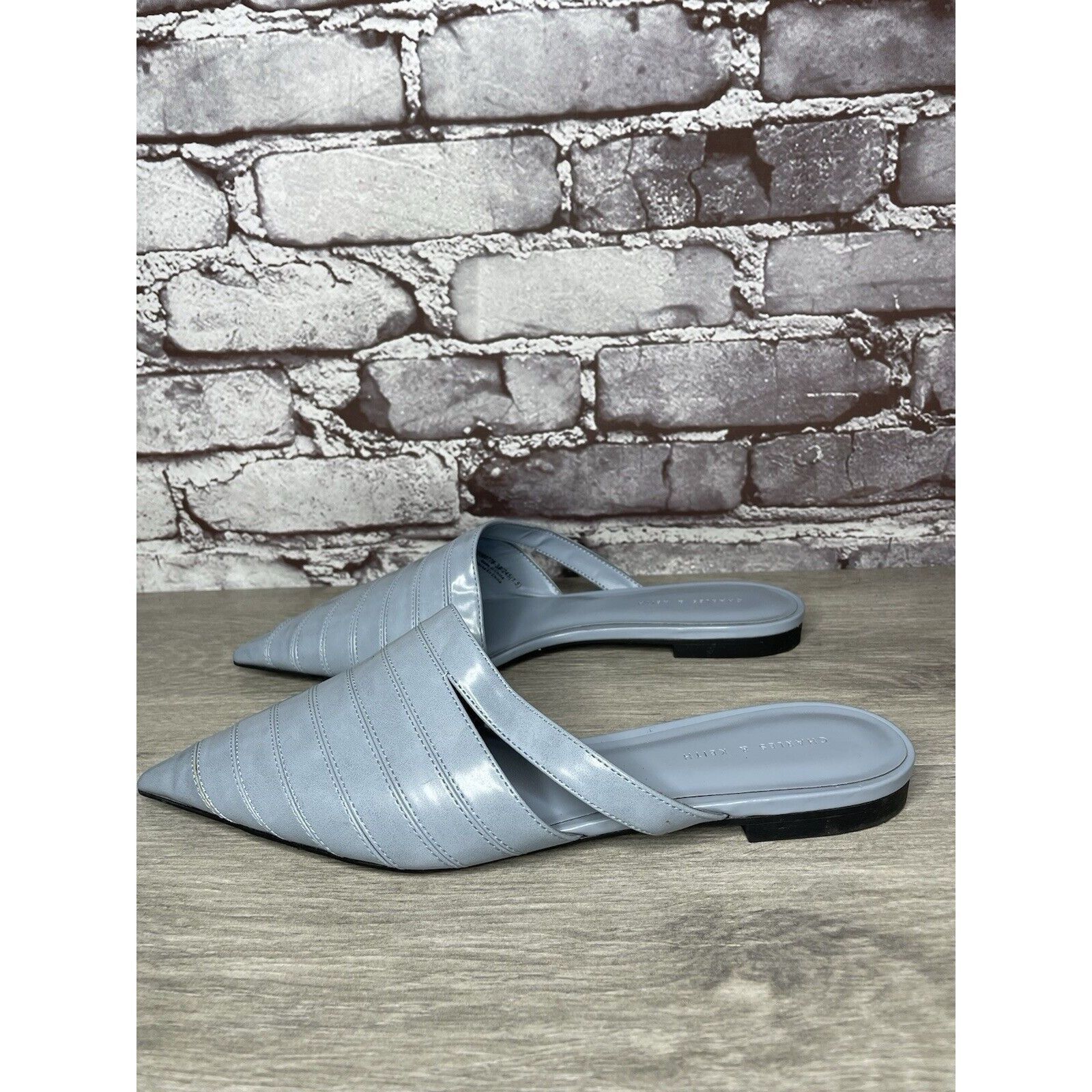 Other Charles Keith Blue Leather Pointed Toe Flats Mules Shoes Wom Size US 7.5 / IT 37.5 - 19 Thumbnail