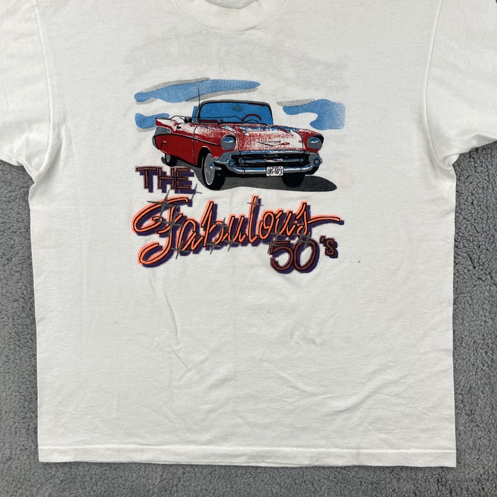 Fruit Of The Loom VINTAGE Fruit of the Loom Best Mens XL Single Stitch White Graphic Print Car T Shirt Size US XL / EU 56 / 4 - 5 Thumbnail