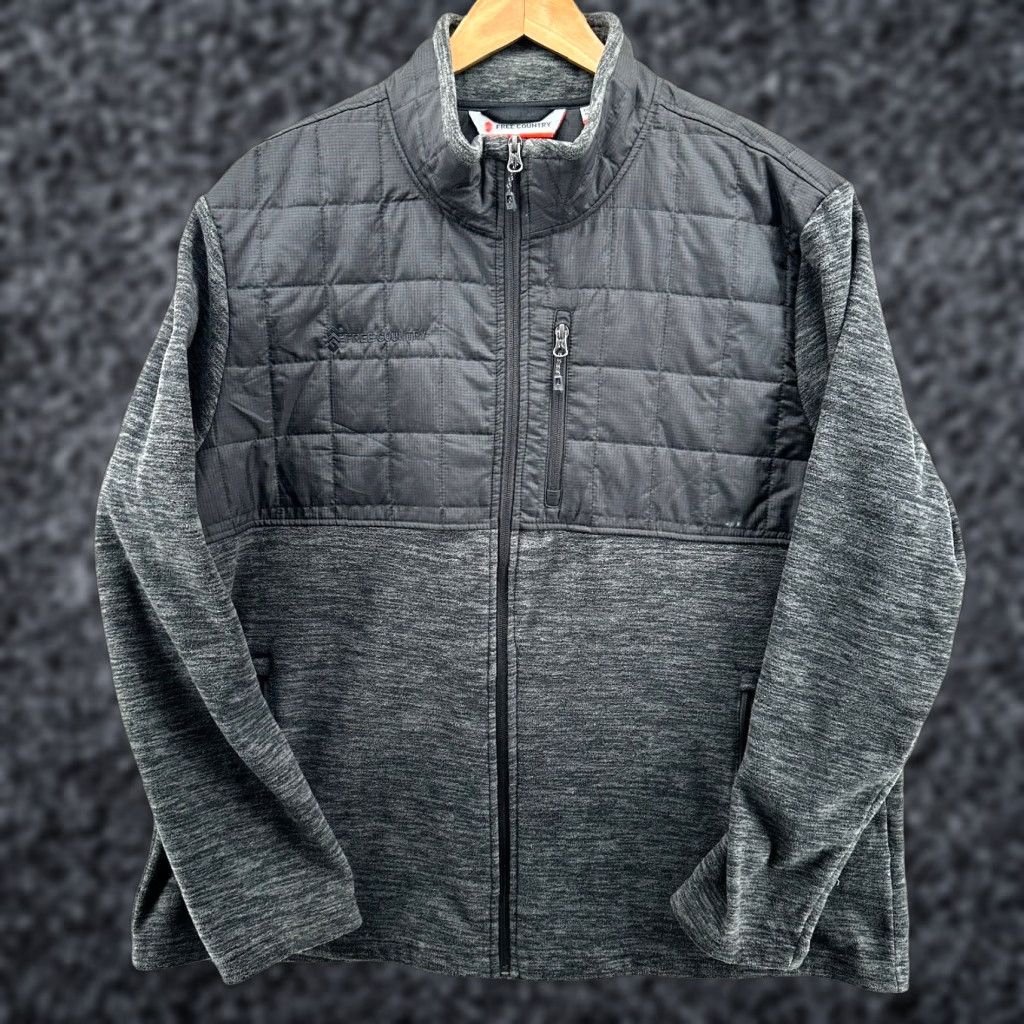 Free Country Free Country Jacket Mens 2XL Overlay Fleece Full Zip Black Gray Size US XXL / EU 58 / 5 - 1 Thumbnail