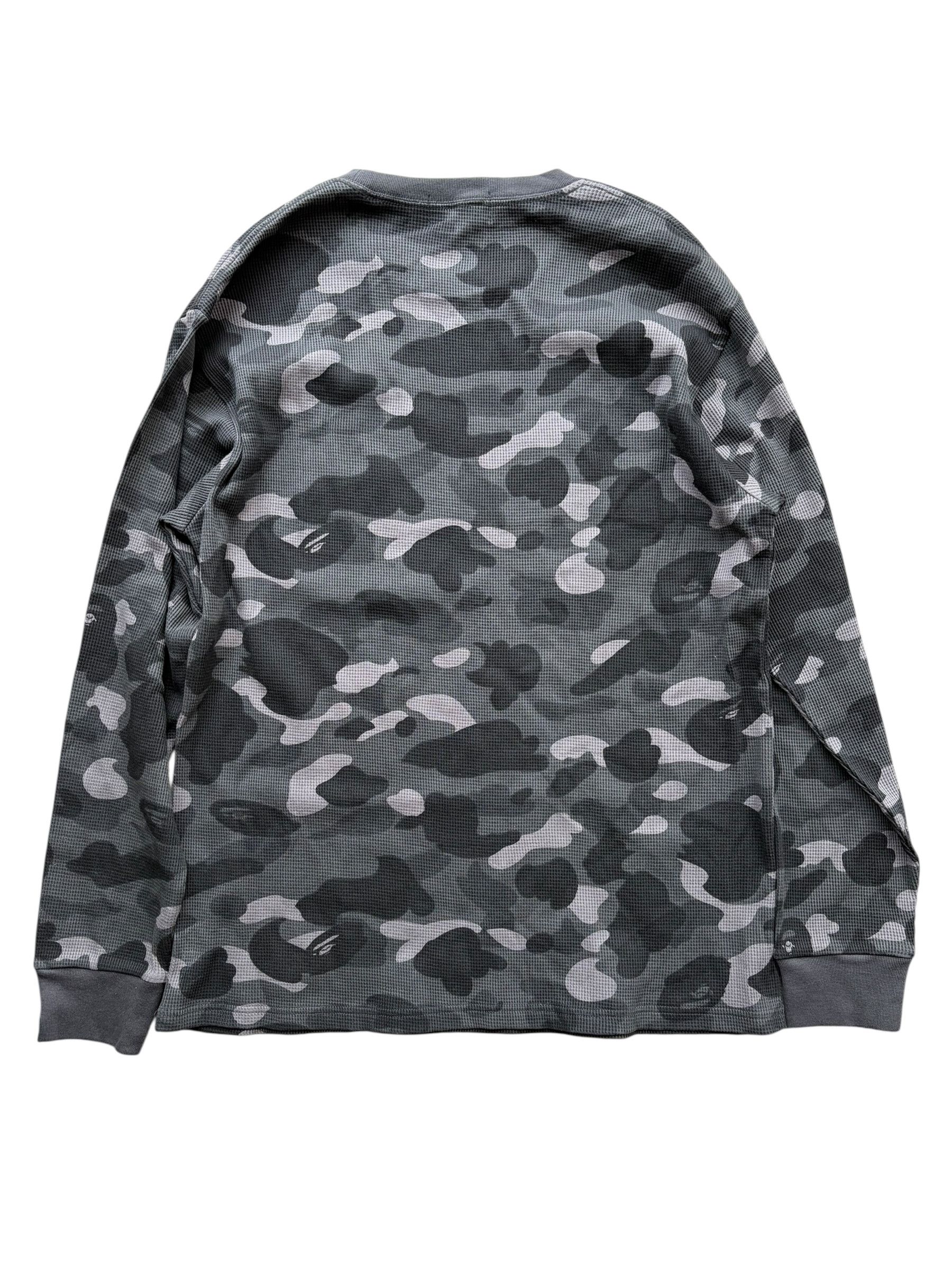 Bape Bape Grey Camo Mini Ape Head Thermal Longsleeve T-Shirt Size US XL / EU 56 / 4 - 2 Thumbnail