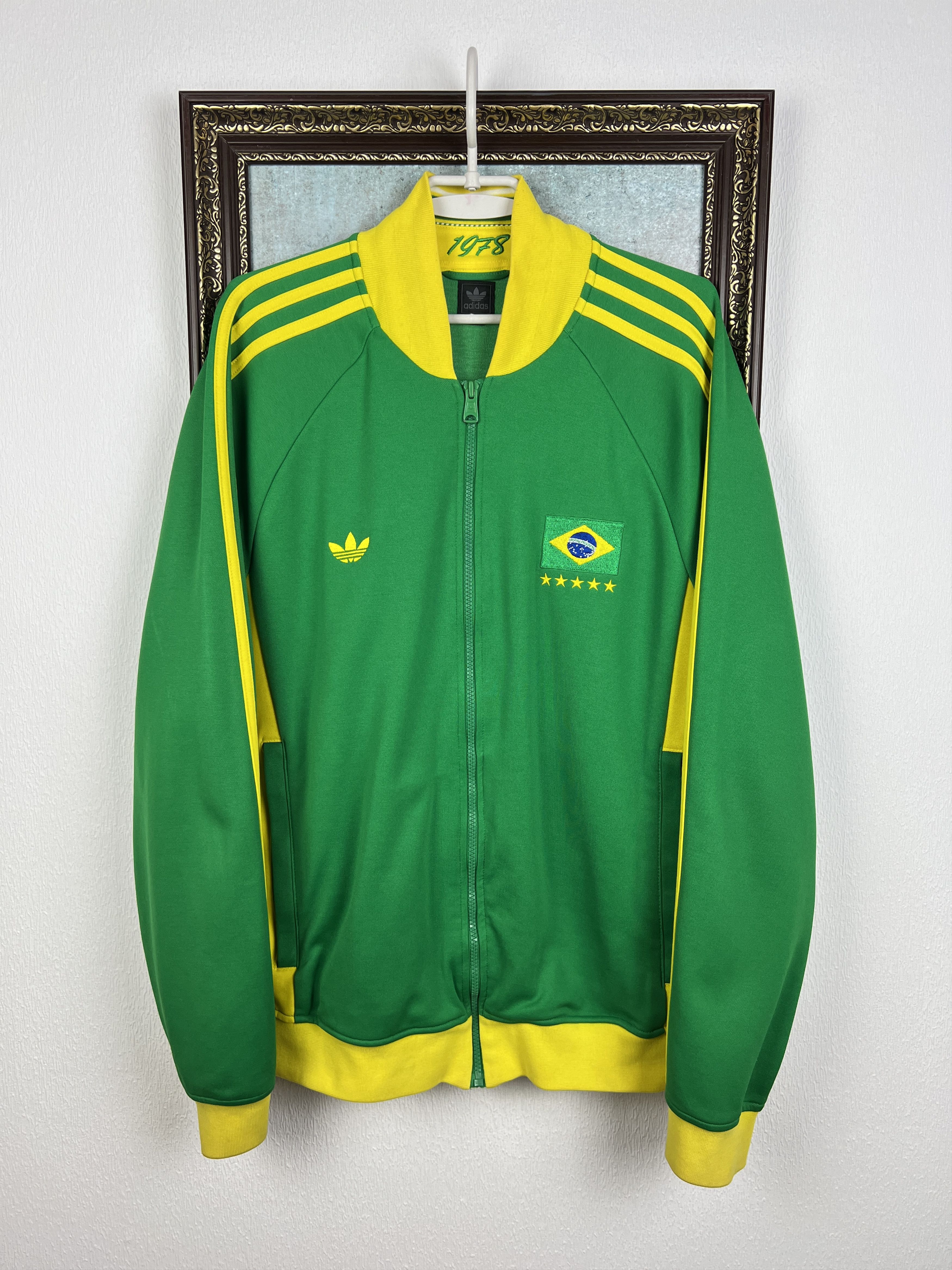 Adidas Originals Brazil Football Jacket Soccer World Cup Track Top Size US L / EU 52-54 / 3 - 1 Thumbnail