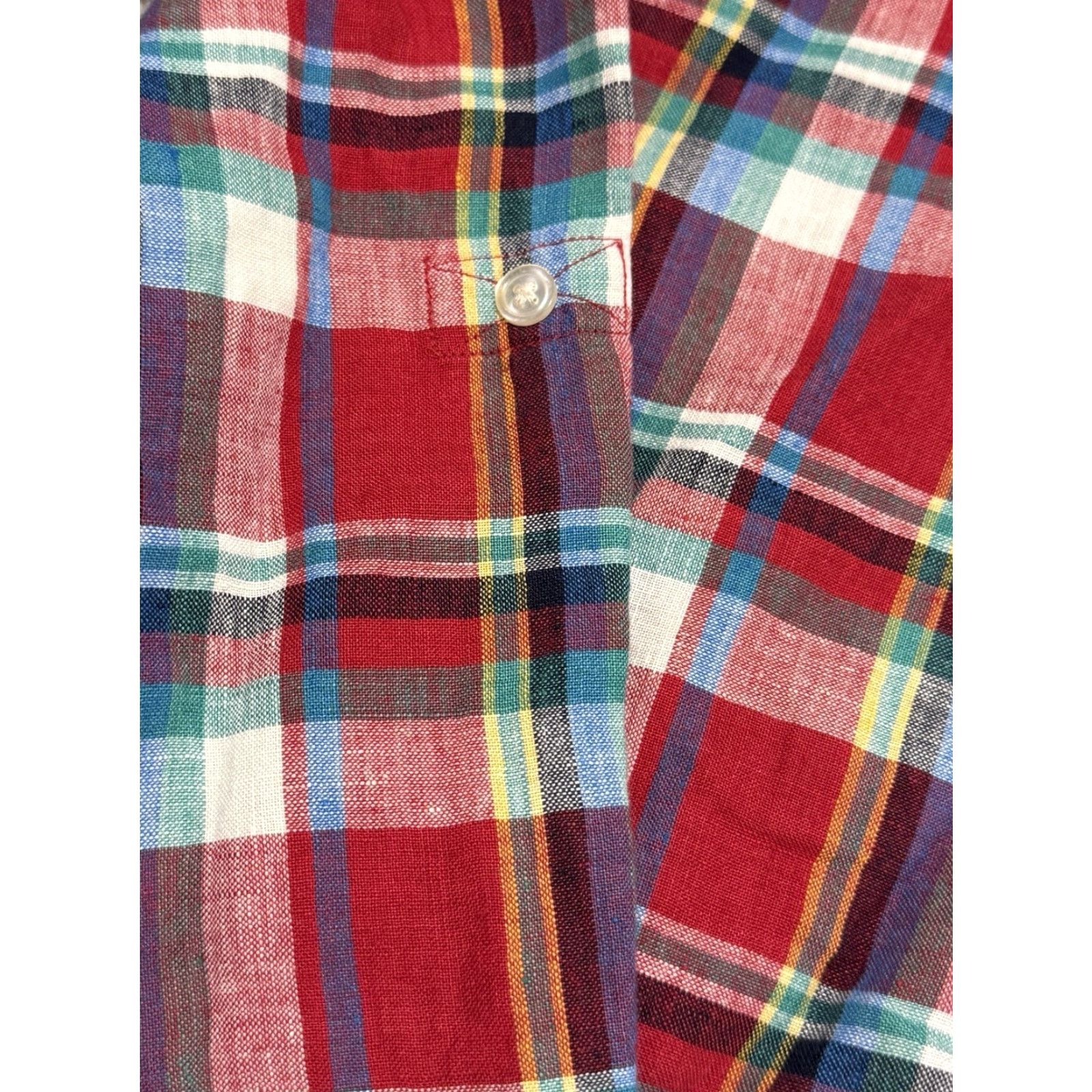 Ralph Lauren Lauren Ralph Lauren Women's Linen Plaid Button-Up Shirt Large MultiColor Casual Travel Size L / US 10 / IT 46 - 6 Thumbnail