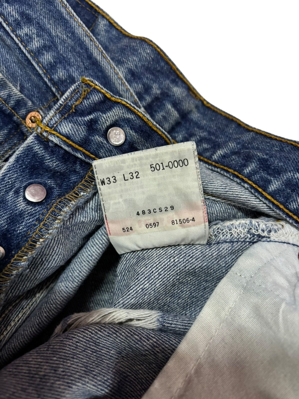 Levi's Vtg 90s Levis 501 Distressed Ripped Jeans Size US 31 - 8 Thumbnail