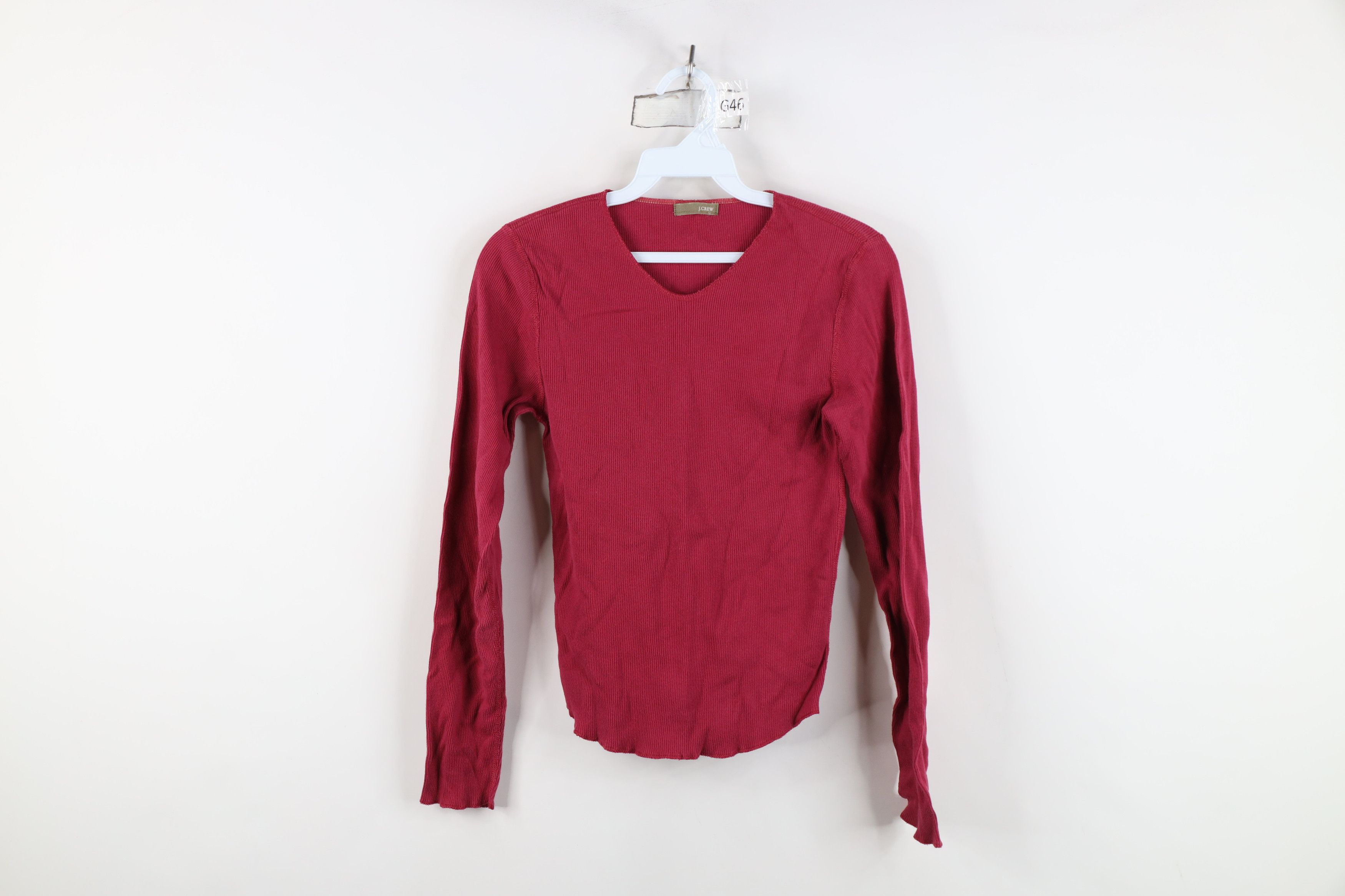 J.Crew Vintage 90s Y2K J Crew Babydoll Ribbed Thermal Knit T-Shirt Size S / US 4 / IT 40 - 1 Thumbnail