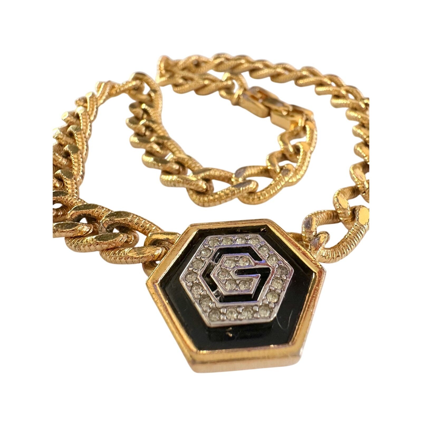 Givenchy Givenchy Vintage (1978) Necklace with "G" in Black Hexagon Size ONE SIZE - 1 Thumbnail