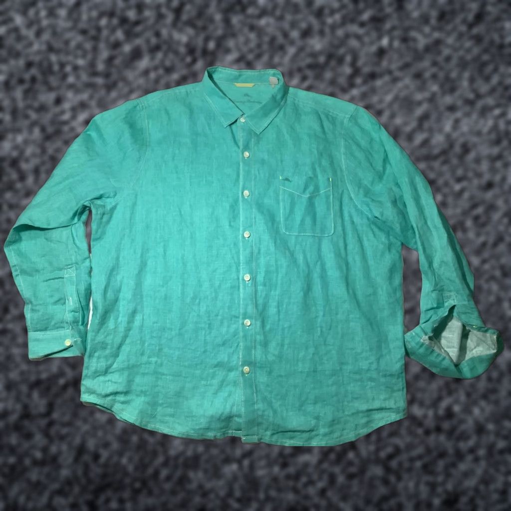Tommy Bahama Tommy Bahama Shirt Mens 2XL Teal Linen Button Front Long Sleeve Beach Casual Shirt Men Size US XXL / EU 58 / 5 - 1 Thumbnail