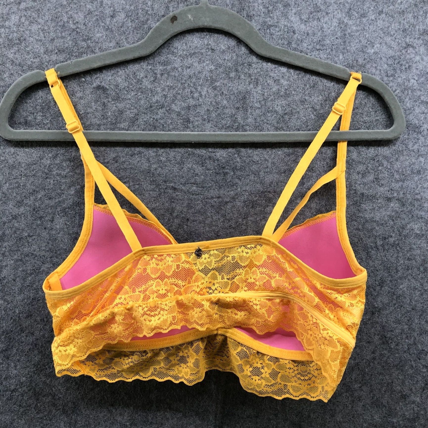 Victoria's Secret Victoria's Secret Bralette Womens Size M Canary Yellow Lace Lightly Lined Cut Out Strap Size ONE SIZE - 2 Thumbnail