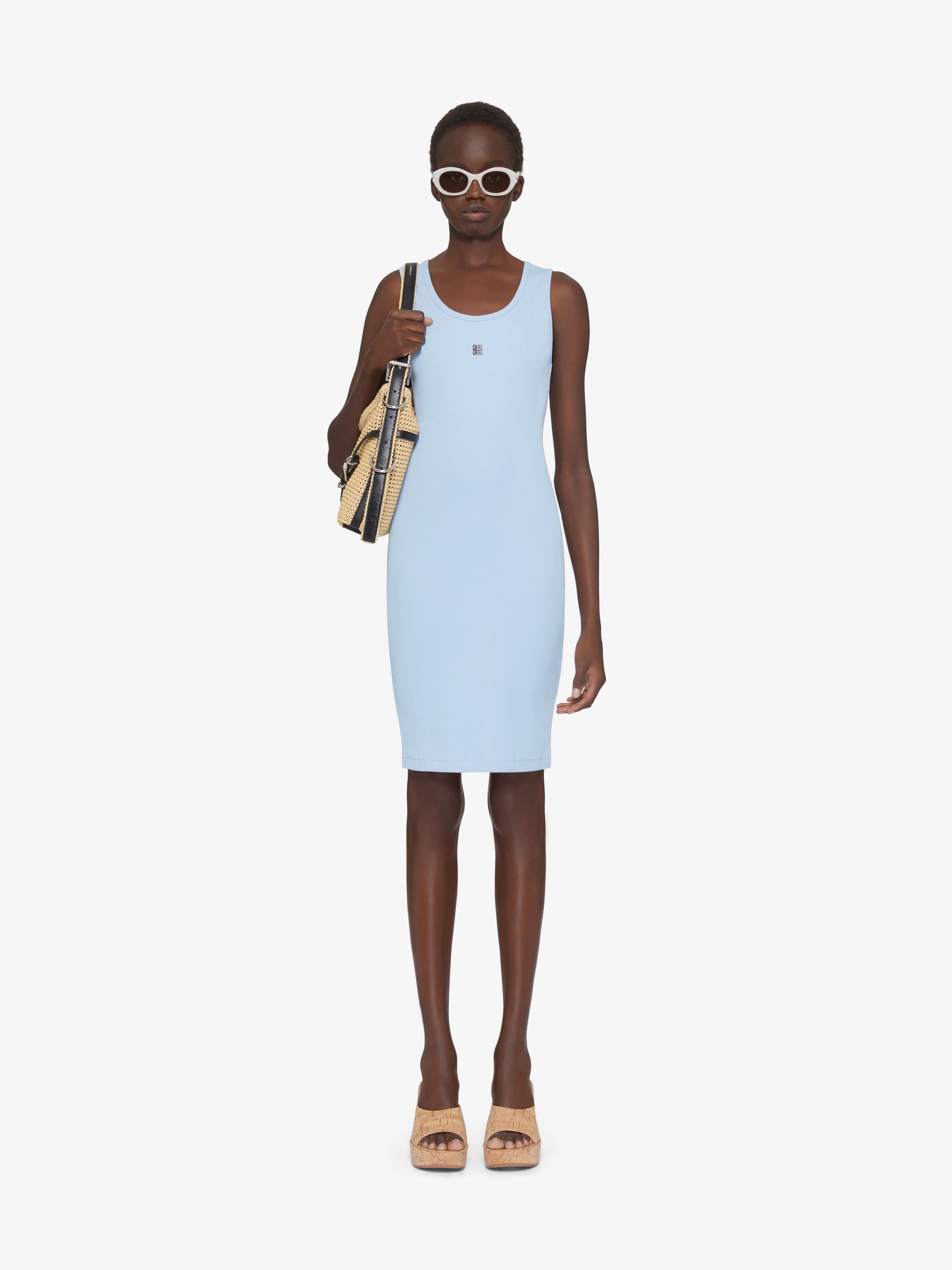 Givenchy o1srvl11e0525 Tank Dress In Cotton With 4G Detail in Blue Size XL / US 12-14 / IT 48-50 - 4 Thumbnail