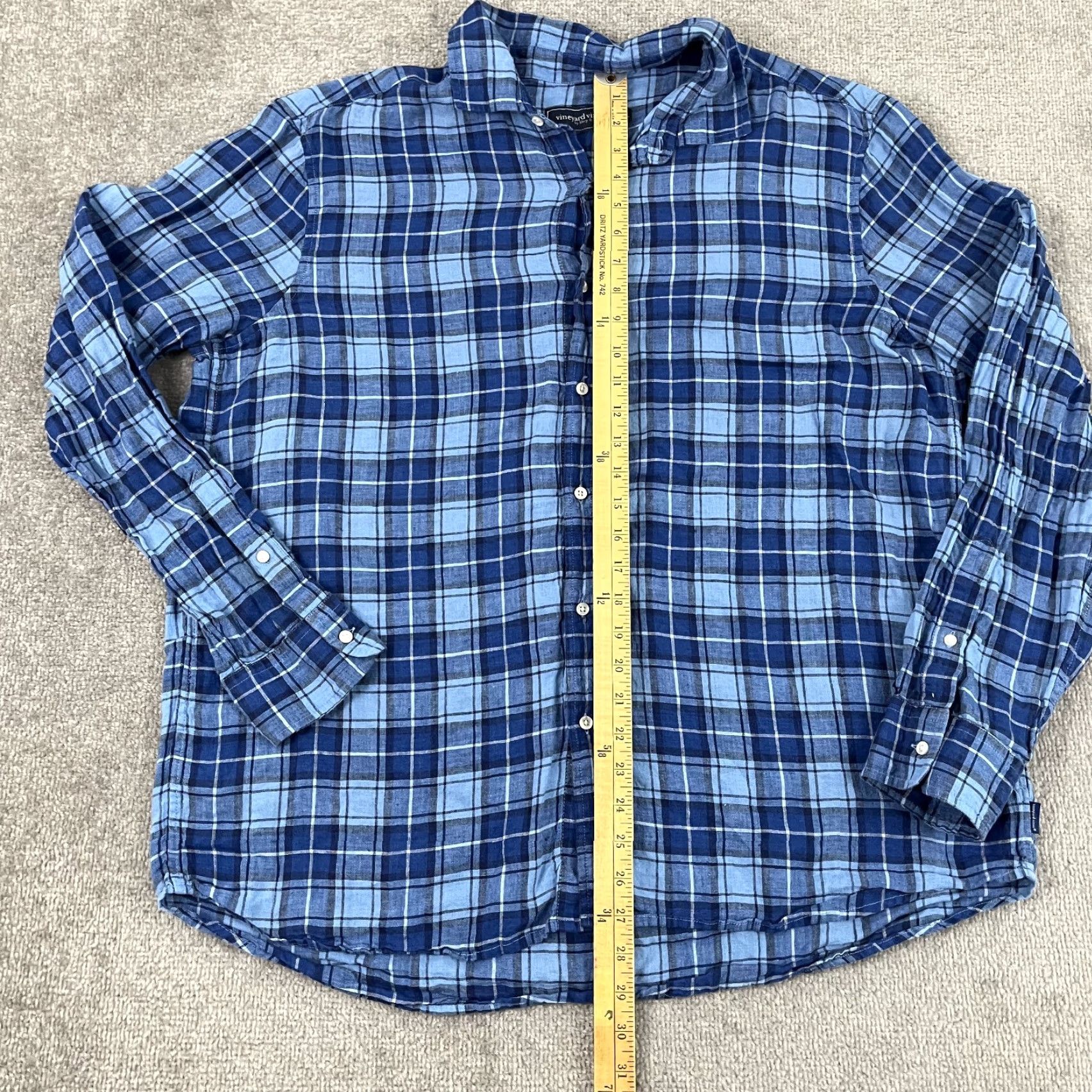 Vineyard Vines Vineyard Vines Shirt Mens XL Extra Large Blue Plaid 100% Linen Button-Up Preppy Size US XL / EU 56 / 4 - 5 Thumbnail