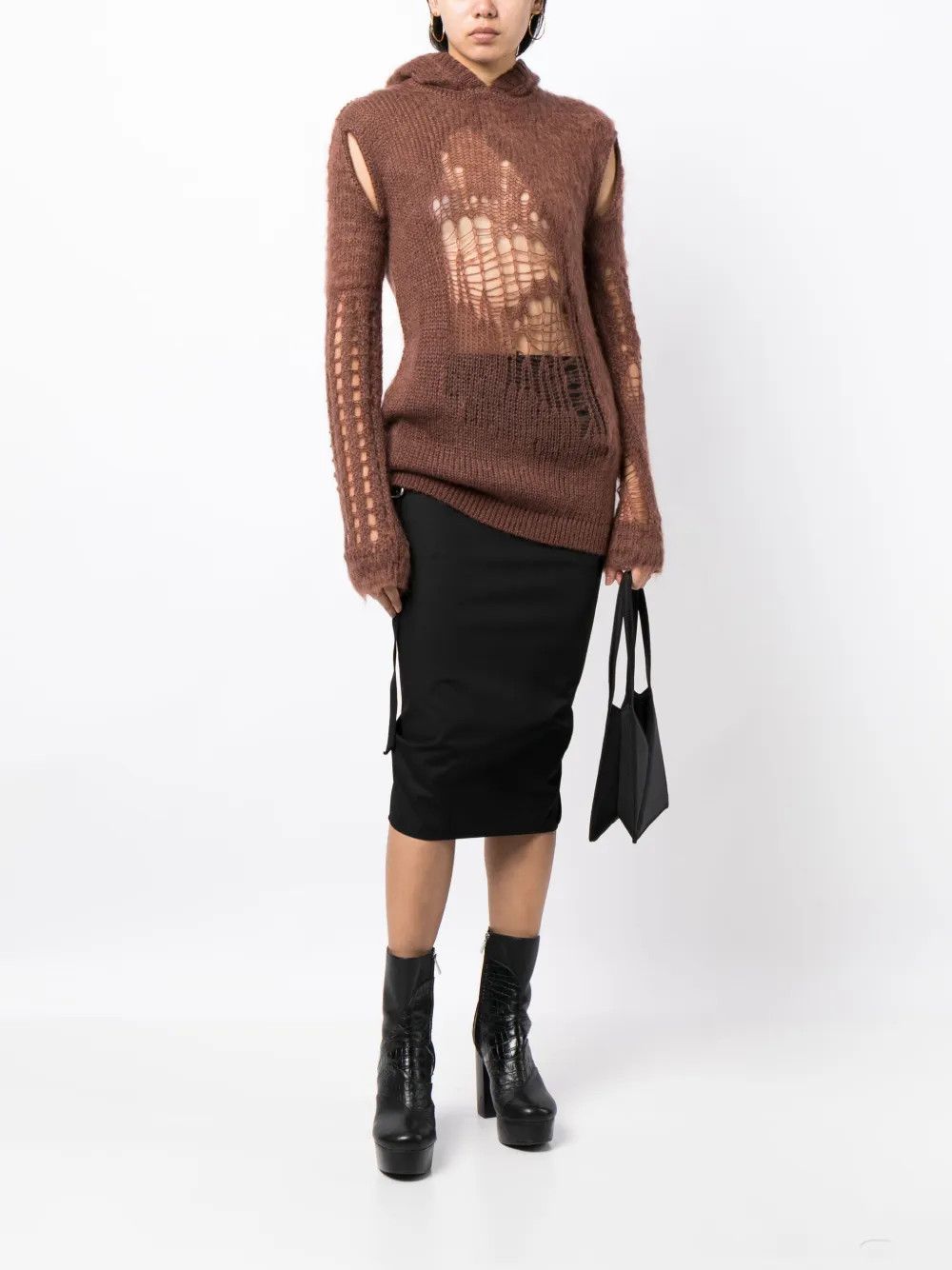 Rick Owens o1y0126 Hooded Sweater in Brown Size XS / US 0-2 / IT 36-38 - 5 Thumbnail